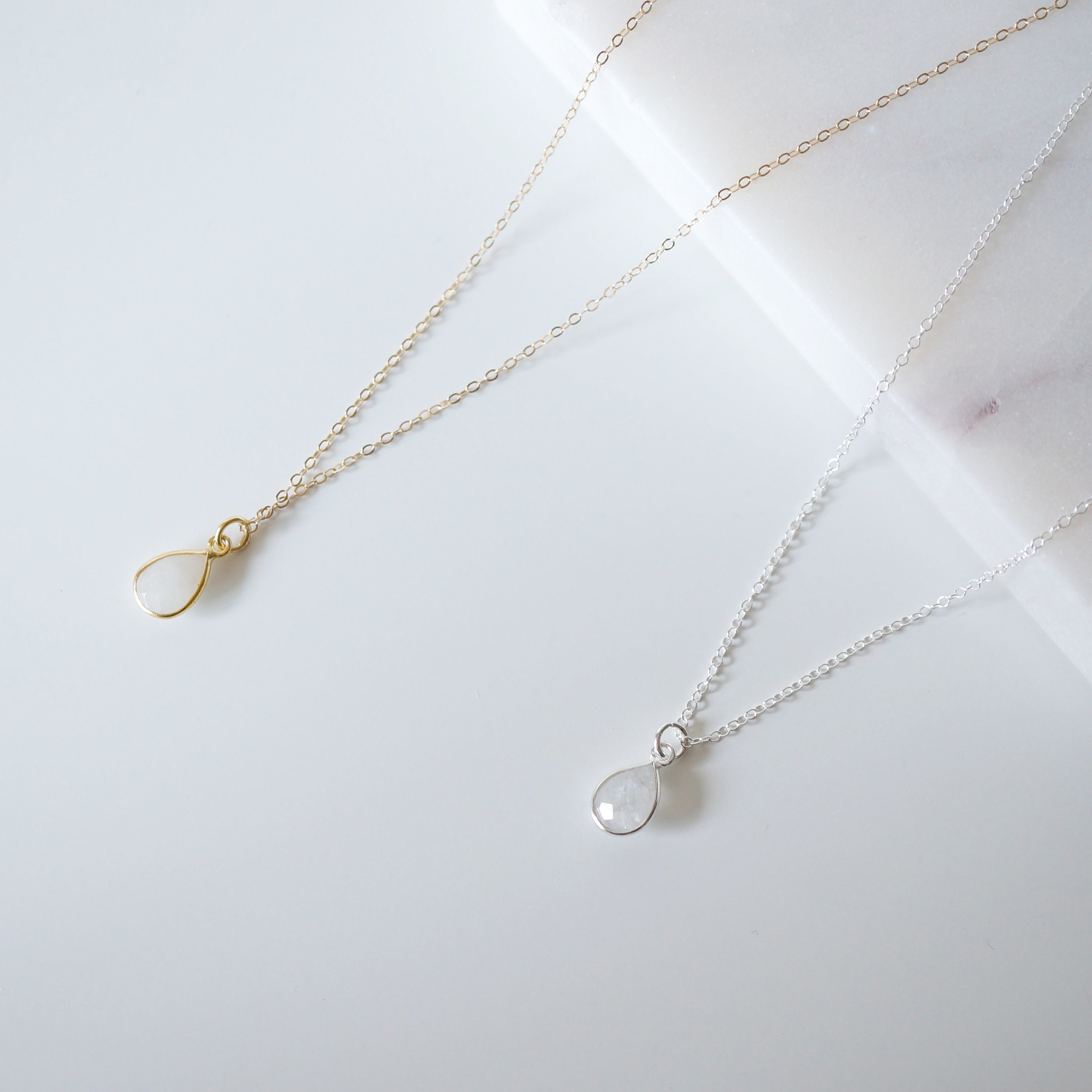 Moonstone Teardrop Gold Necklace (Isla)