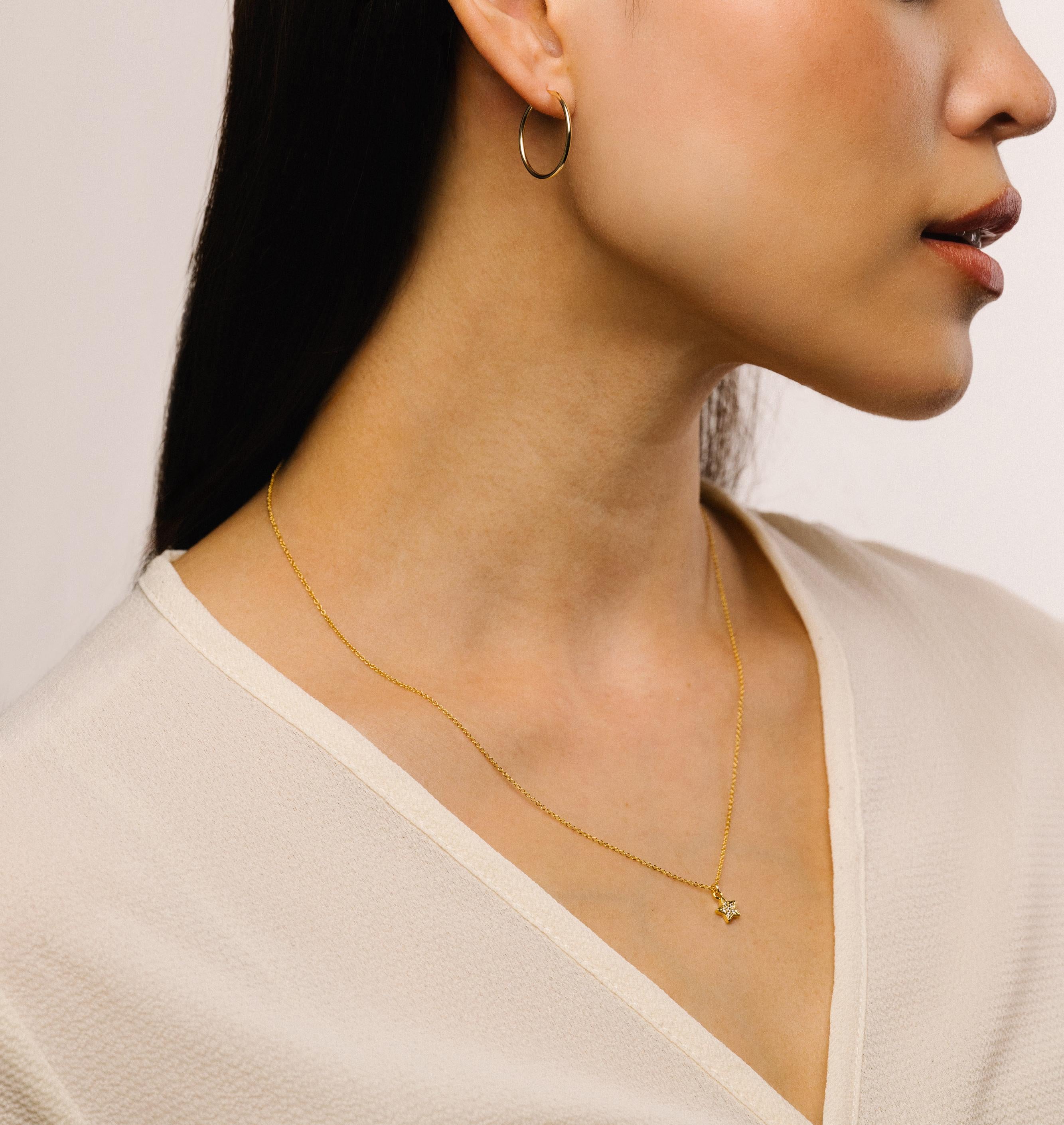 Rivelle Dainty Gold Star Necklace – Tiny CZ Vermeil Pendant on 16–18" Gold Fill Chain