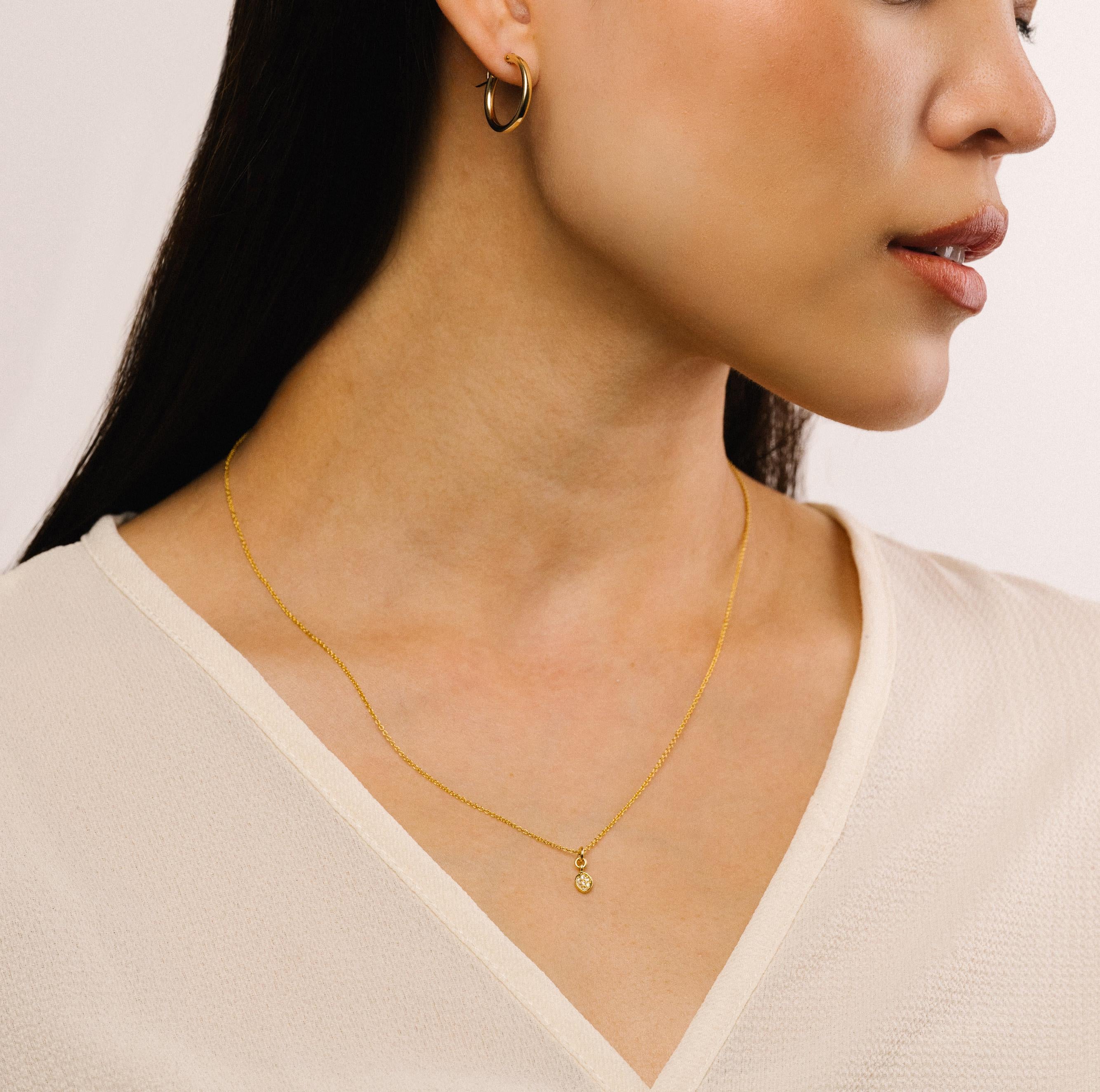 Nixie Tiny Vermeil Marquise Pendant – Dainty CZ Necklace on Adjustable Gold Fill Chain
