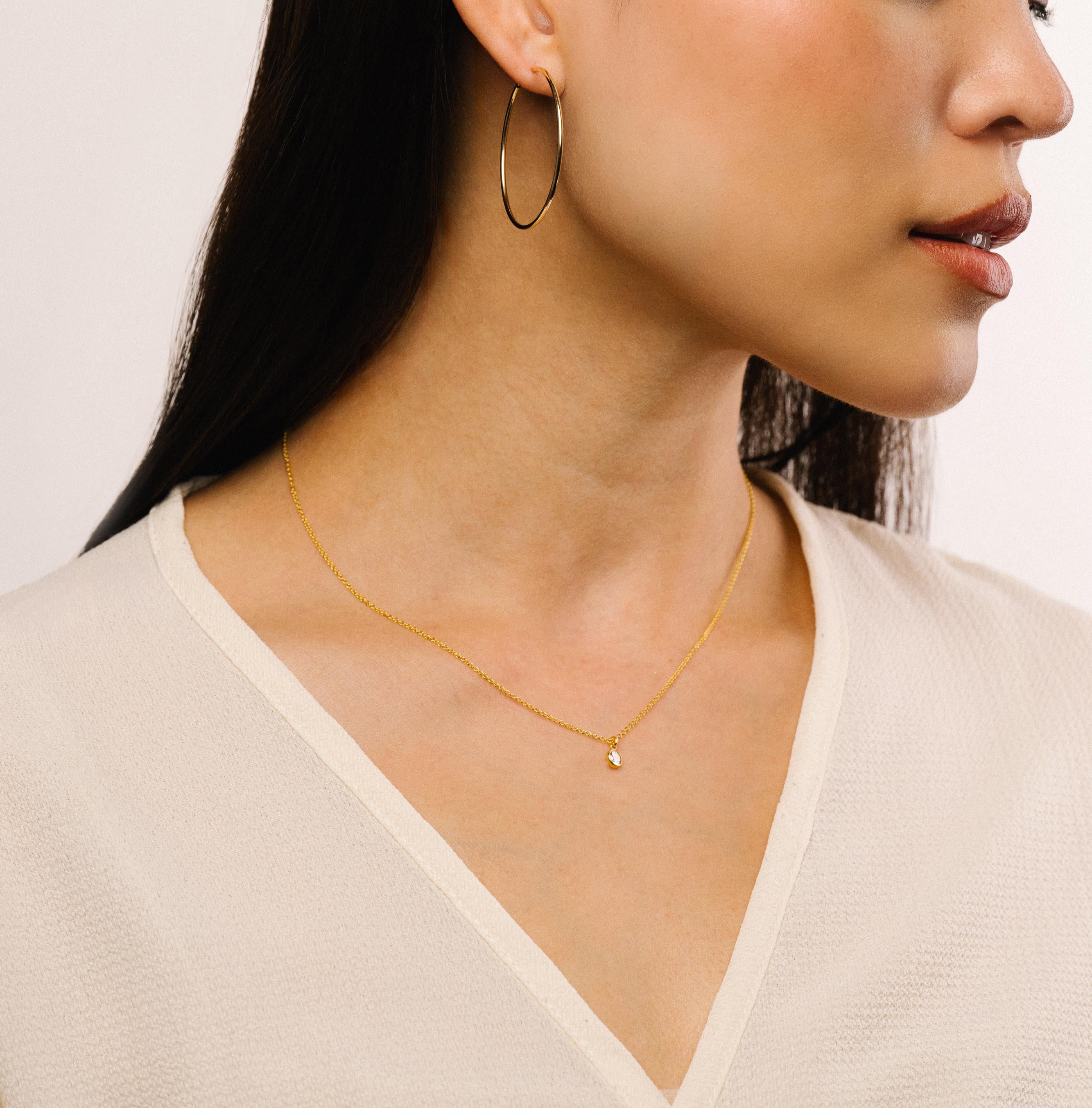 Fira Tiny Birthstone Necklace – 4mm Gold Cubic Zirconia Personalized Pendant by Birth Month on Adjustable 14K Gold Fill Chain