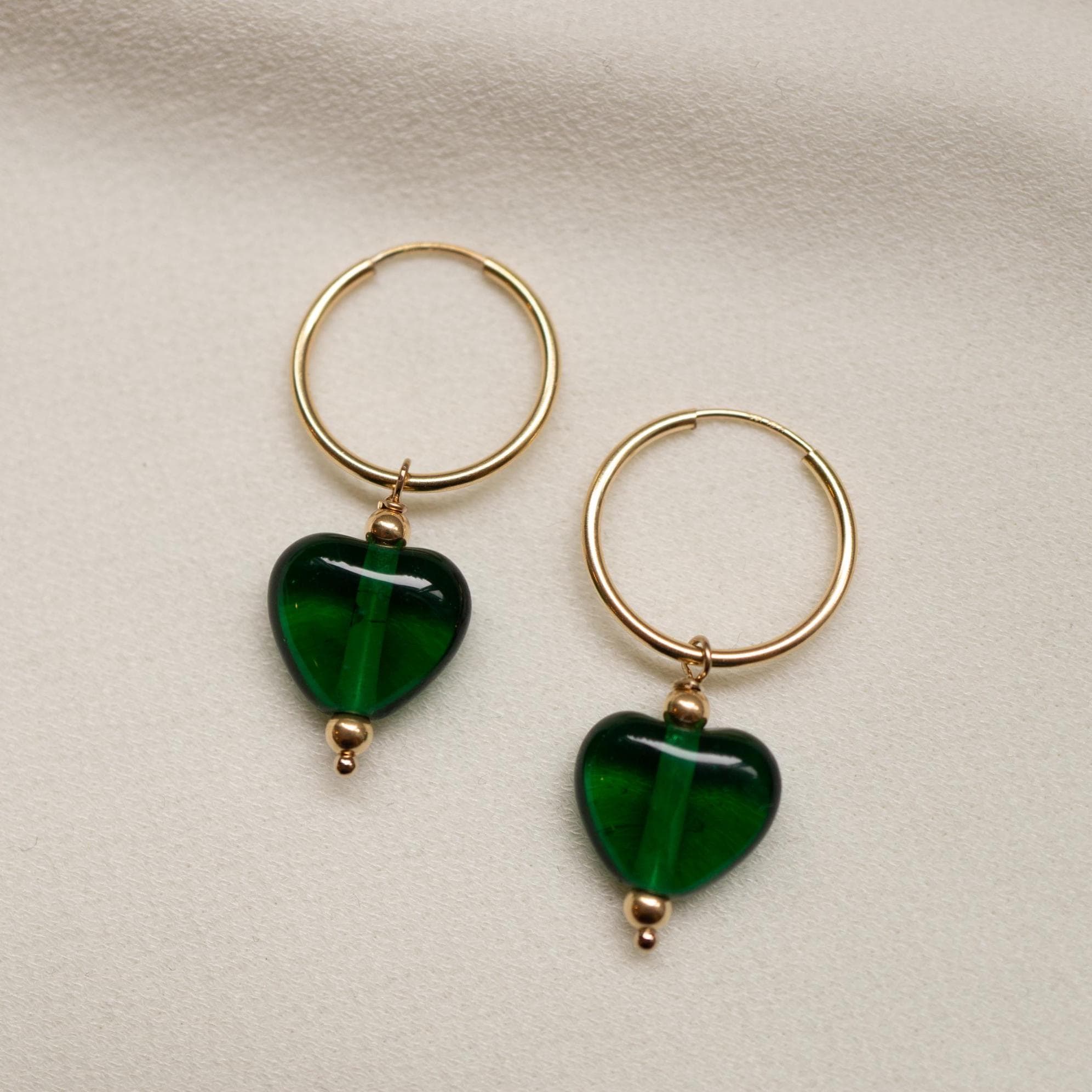 14K Gold Fill Pressed Glass Hoop Earrings // DayGlow Collection