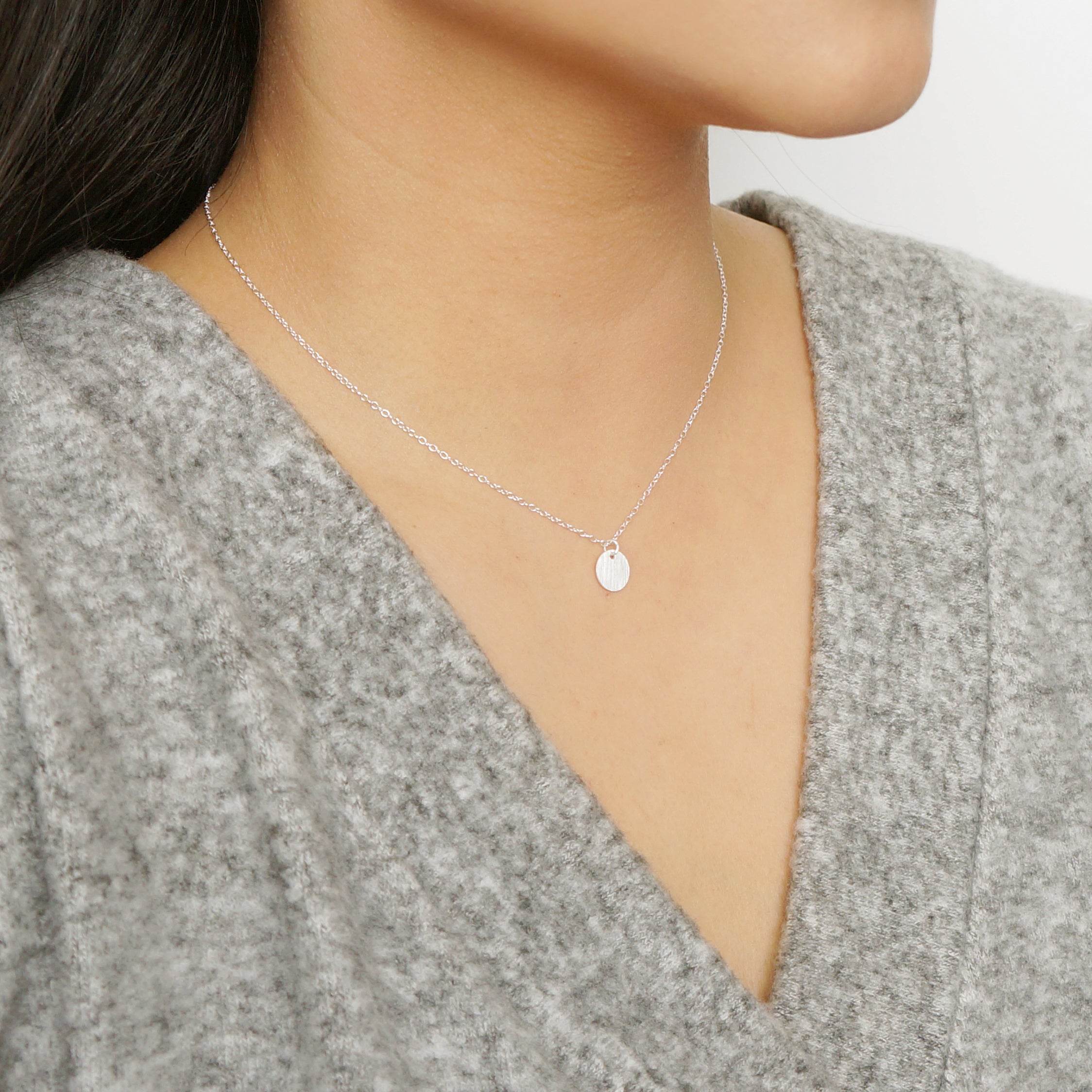 Tiny Silver Coin on Sterling silver Necklace (Cait)