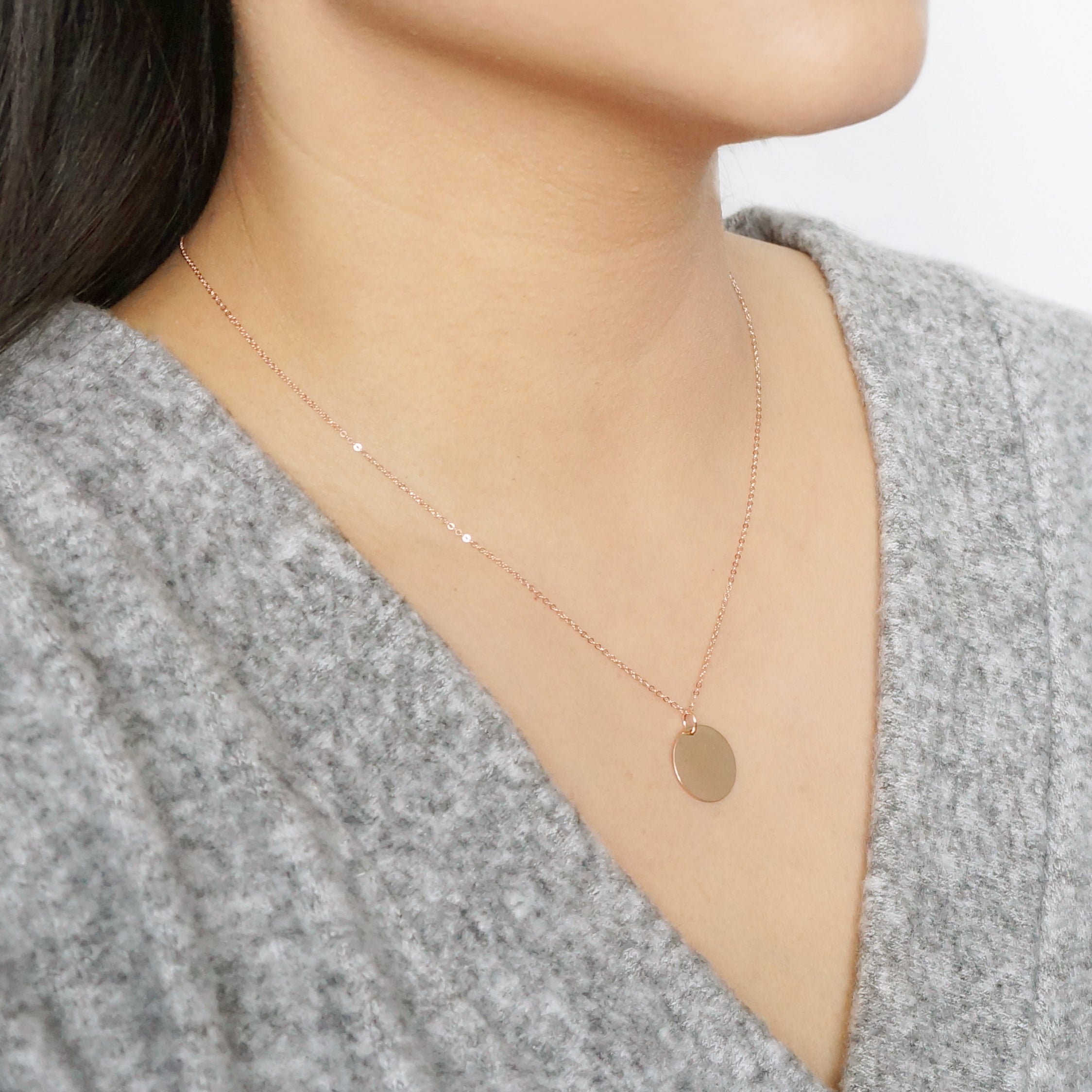 Rose Gold Coin on Rose Gold Necklace (Dakota)