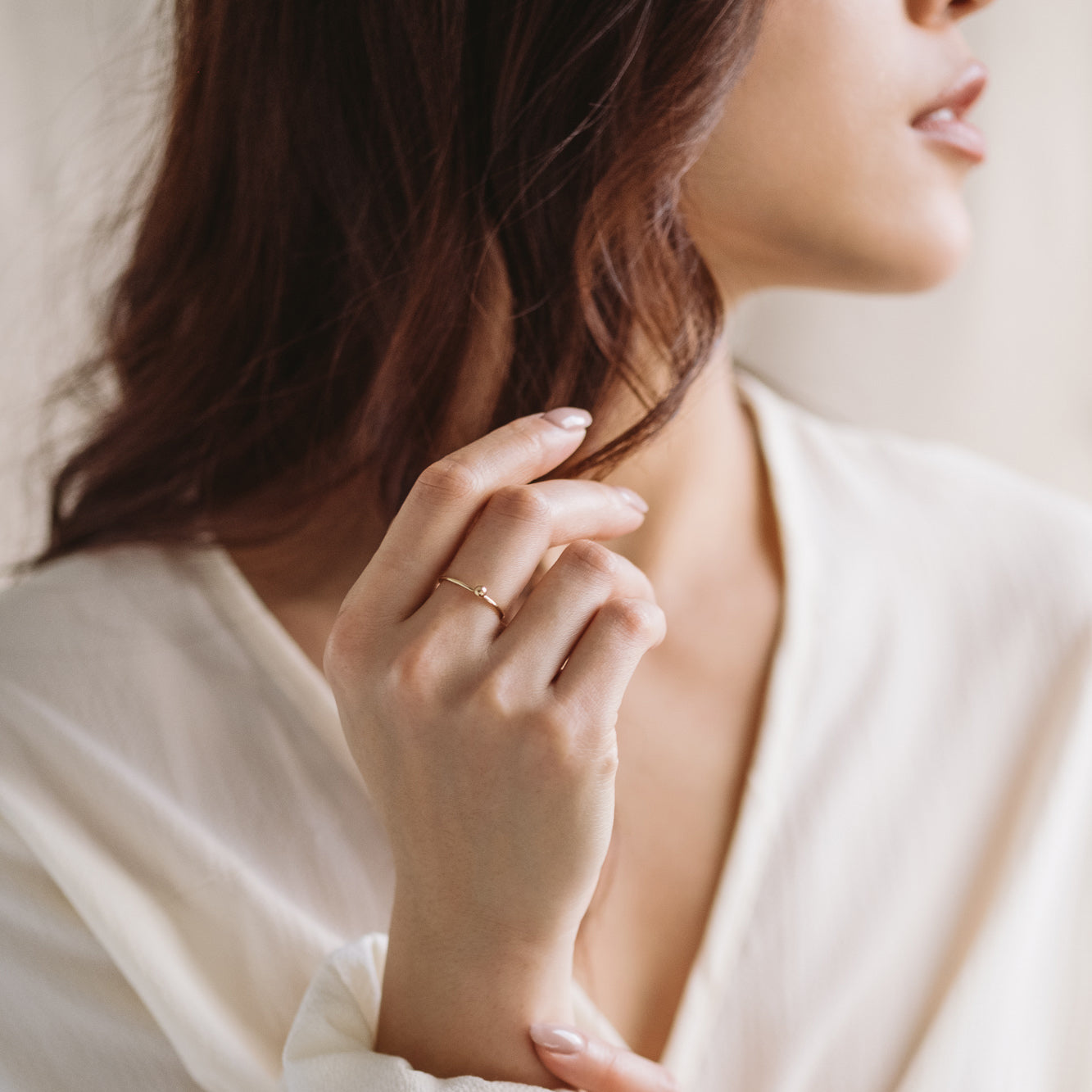 Gold Petite Sphere Ring (Simone)