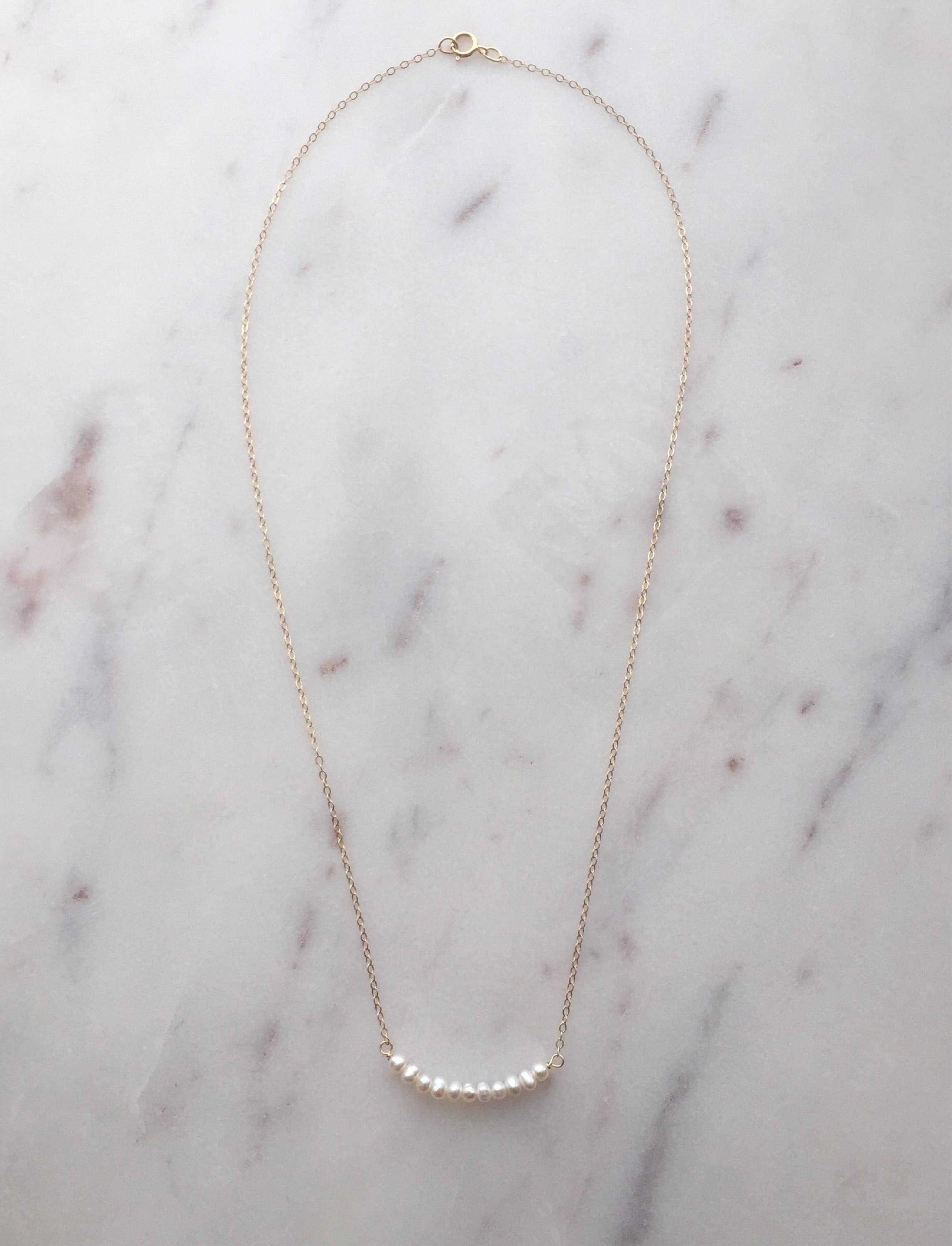 Tiny Pearl Rose Gold Necklace (Grace) // 14K Rose Gold filled Necklace // Bridal jewelry // Handmade jewelry // June birthstone