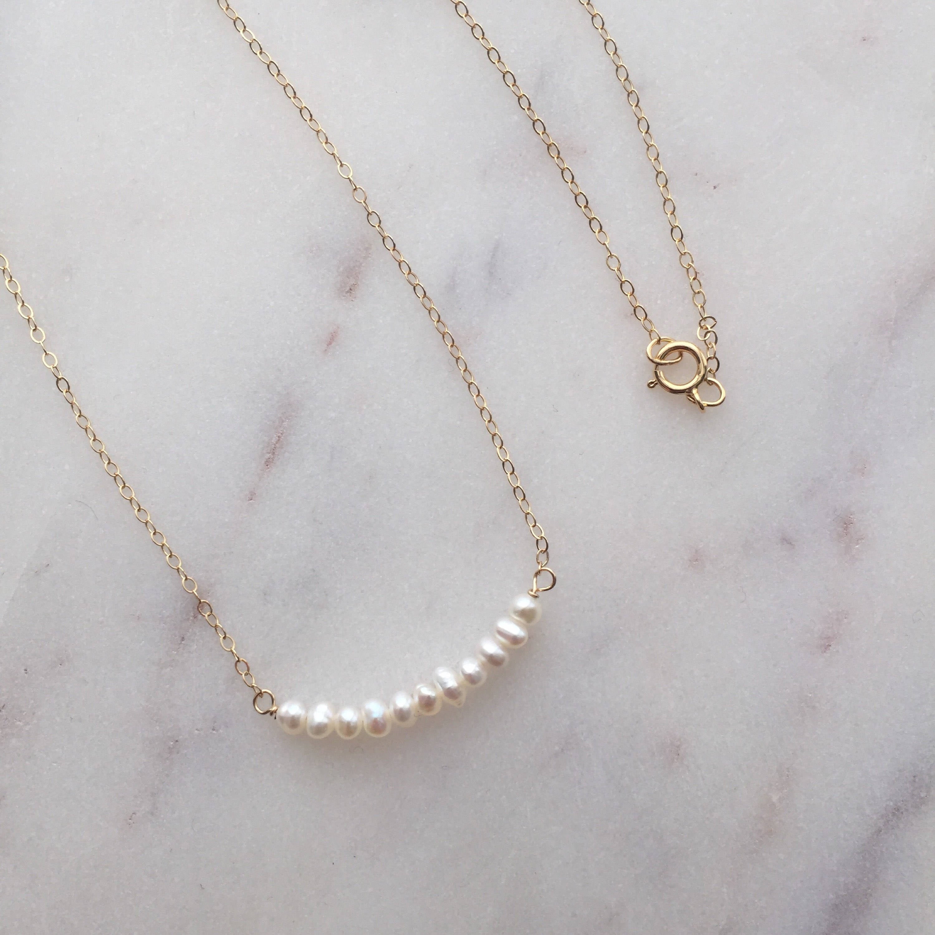 Tiny Pearl Gold Necklace (Grace) // 14K Gold filled Necklace // Bridal jewelry // Handmade jewelry // June birthstone