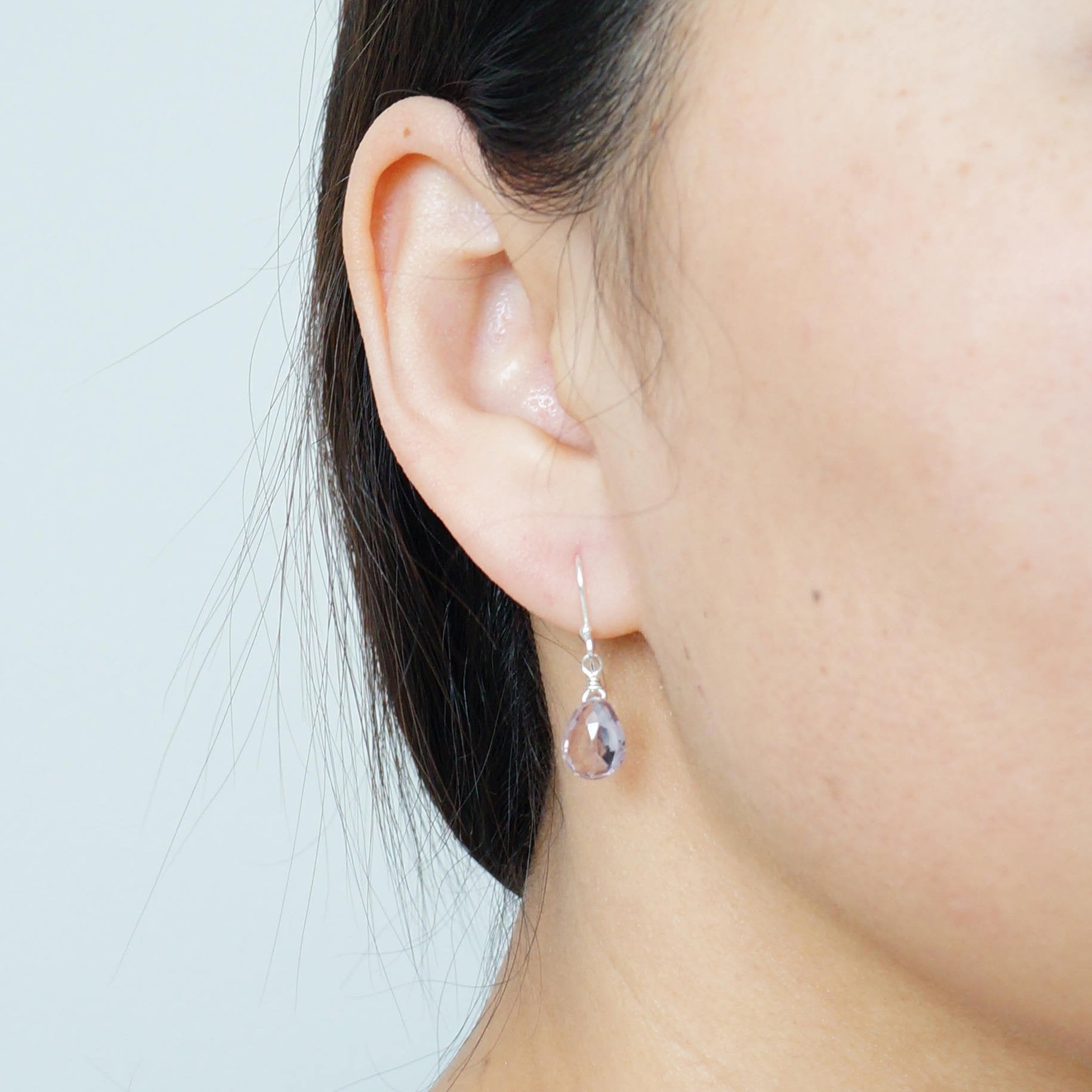 Violet Ametrine Gemstone Earrings - Sterling Silver Earrings (Cecile)