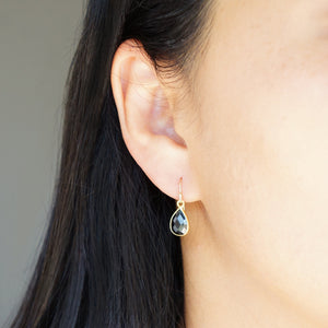 Black Spinel Teardrop Earring on 14K Gold-fill earring wires (Isla) // Gift for her // Minimalist earring //