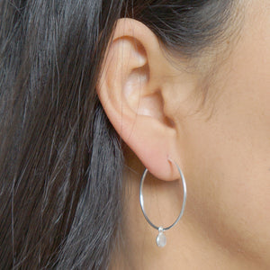 Moonstone Sterling Silver Large Hoop Earrings (Valais) // Gifts for her // Handmade earrings // Minimalist jewelry