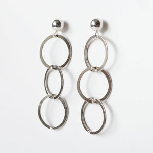 Silver loop earrings on sterling silver studs (Mikos) 