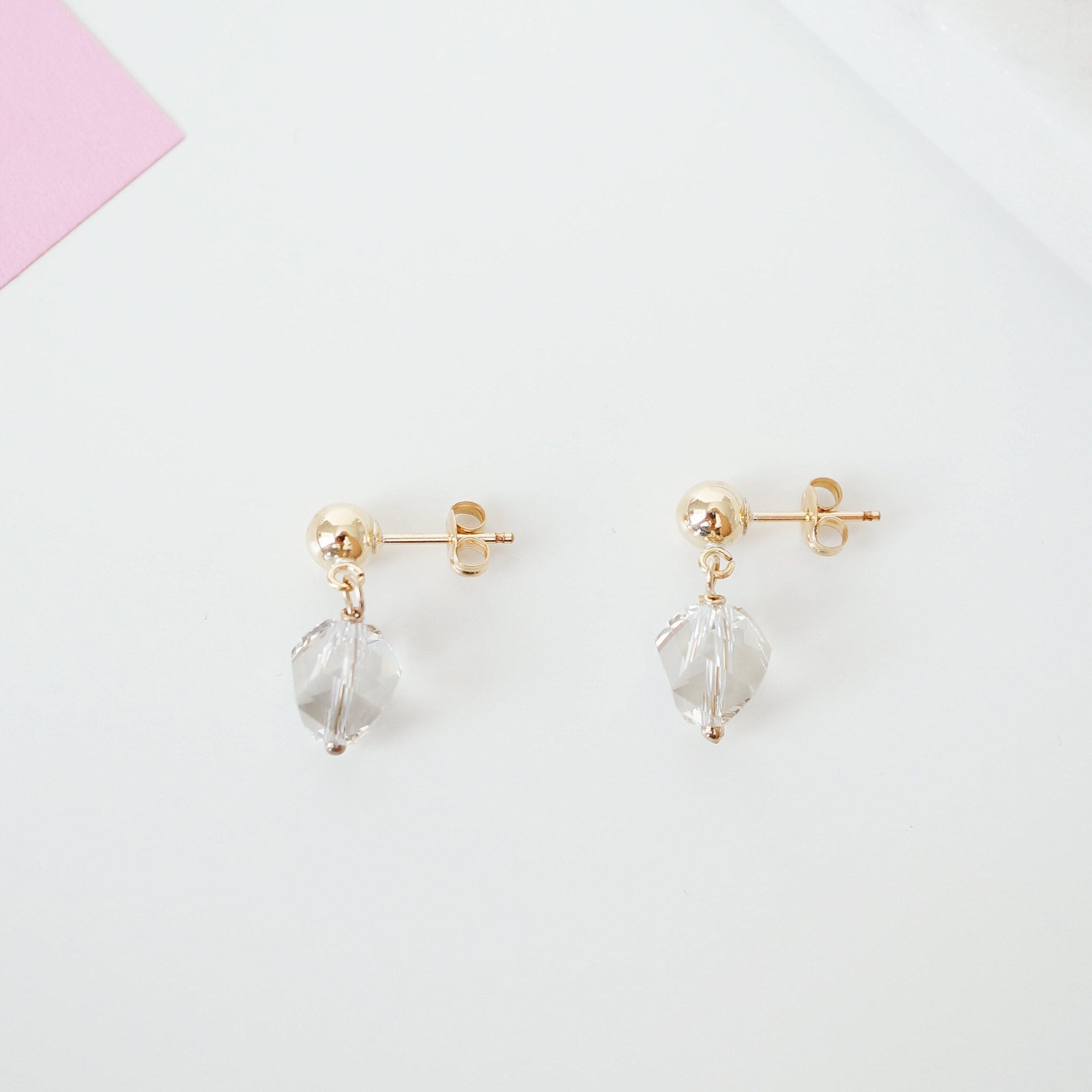 Swarovski Crystals on 14K Gold fill Studs (Bailey) // Gifts for her // Dainty earrings // Present