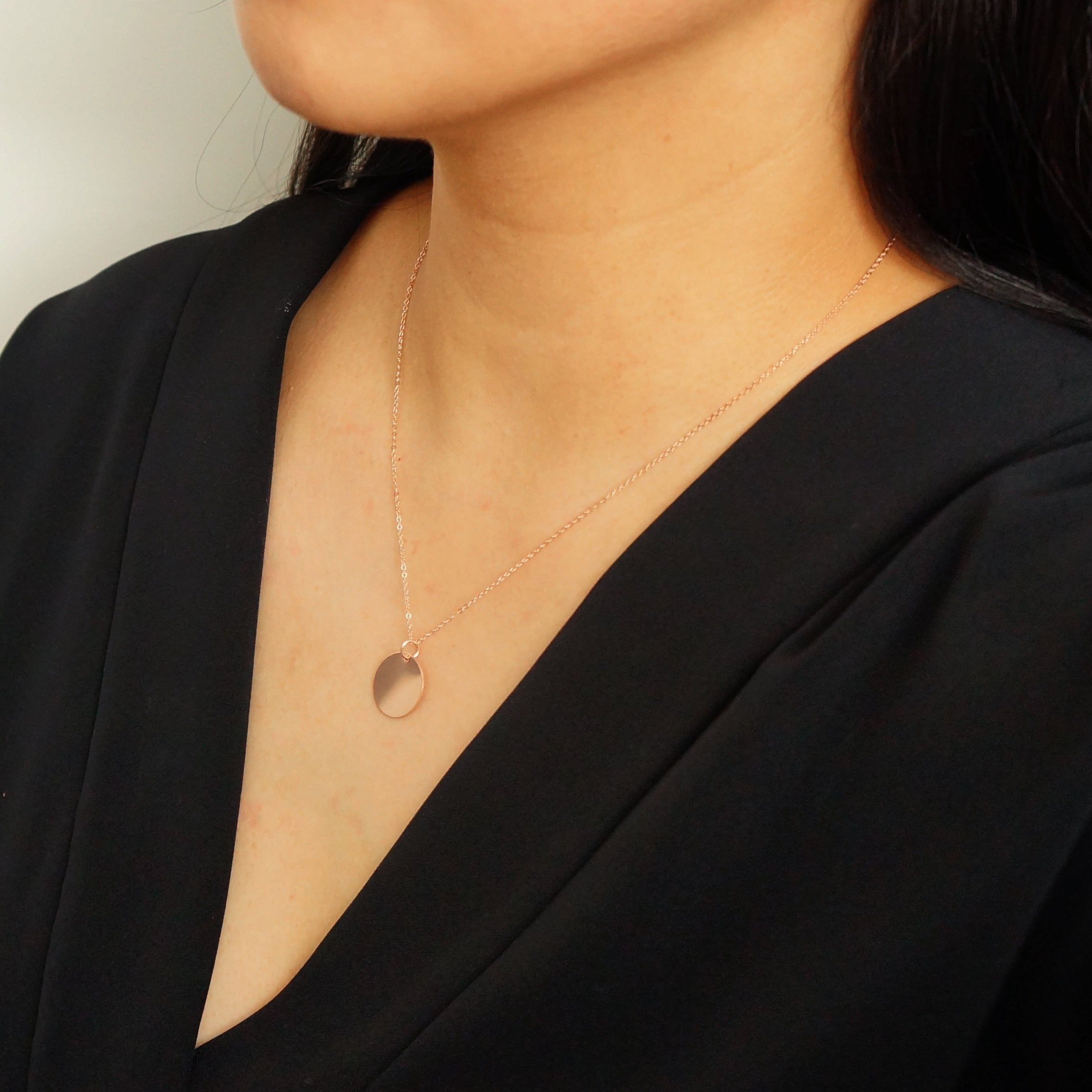 Rose Gold Coin on Rose Gold Necklace (Dakota)