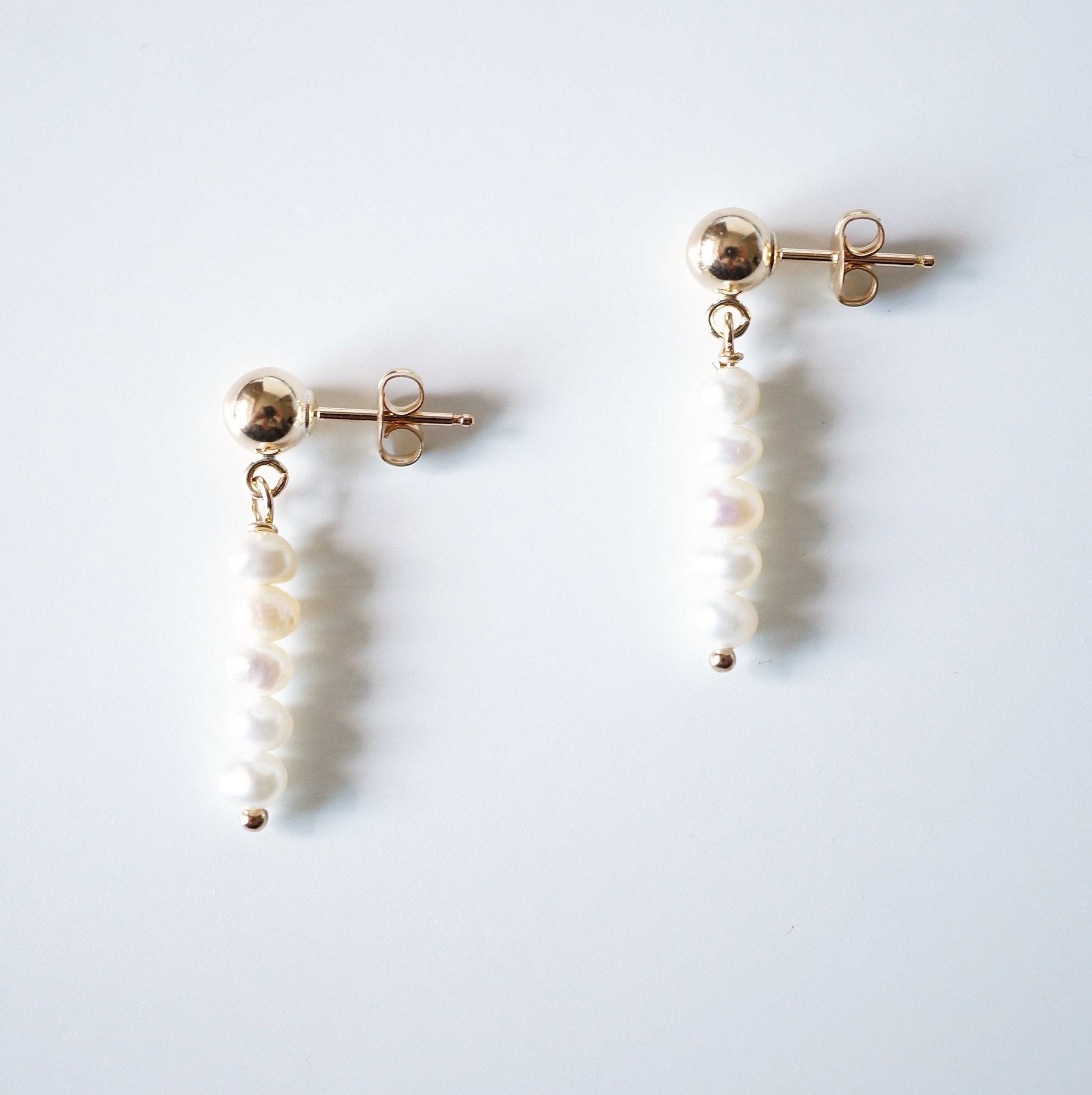 Tiny Pearl Gold Stud Earrings (Gisela)