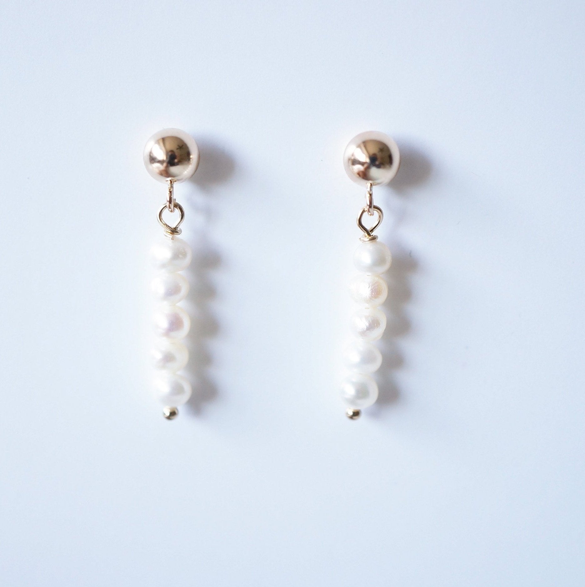 Tiny Pearl Gold Stud Earrings (Gisela)