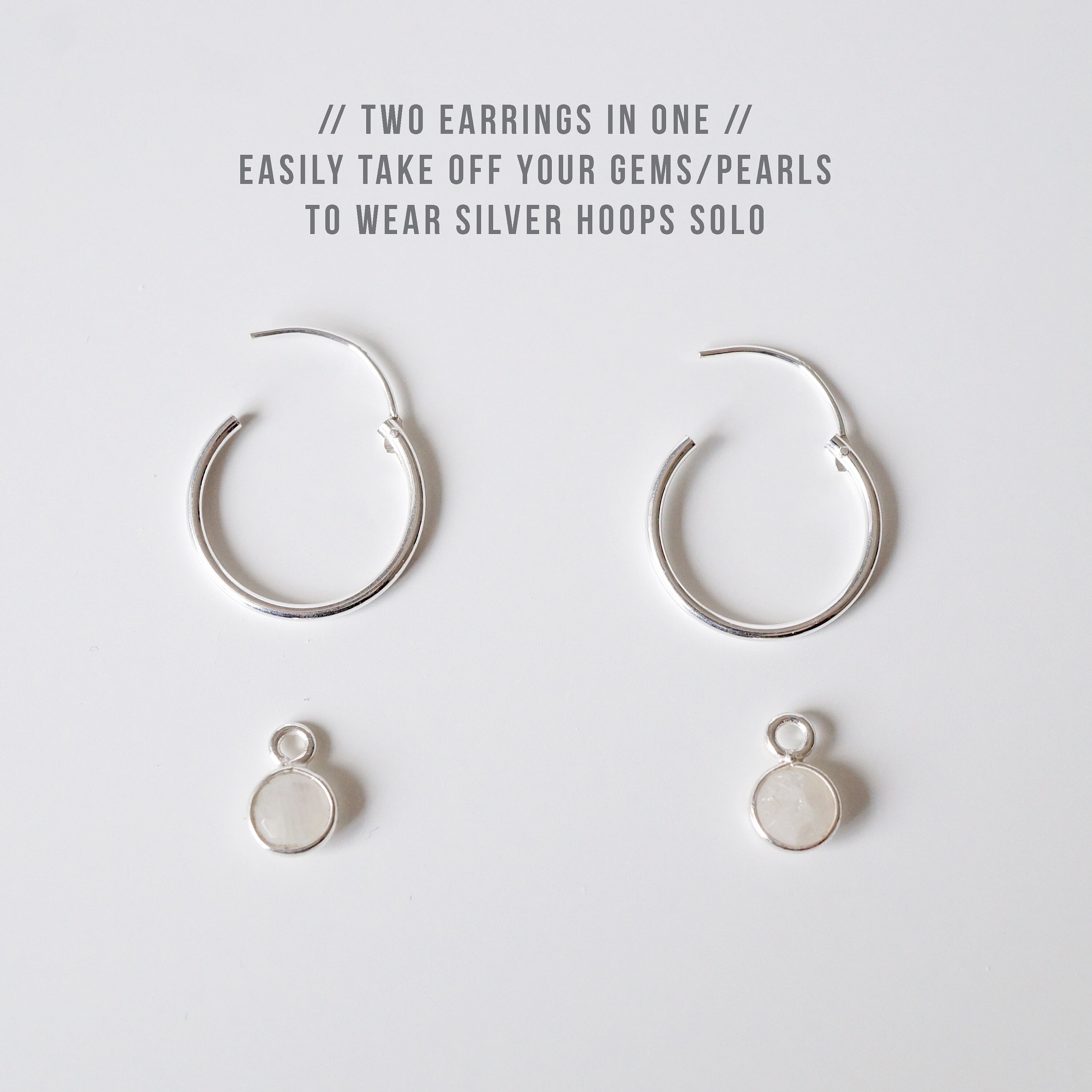 Citrine gemstones on Silver Hoop Earrings (Valais) // Gifts for her // Minimalist jewelry