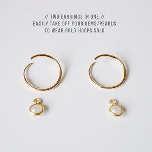 Moonstone Gold Hoop Earrings (Valais) // Gifts for her // Handmade earrings // Minimalist jewelry