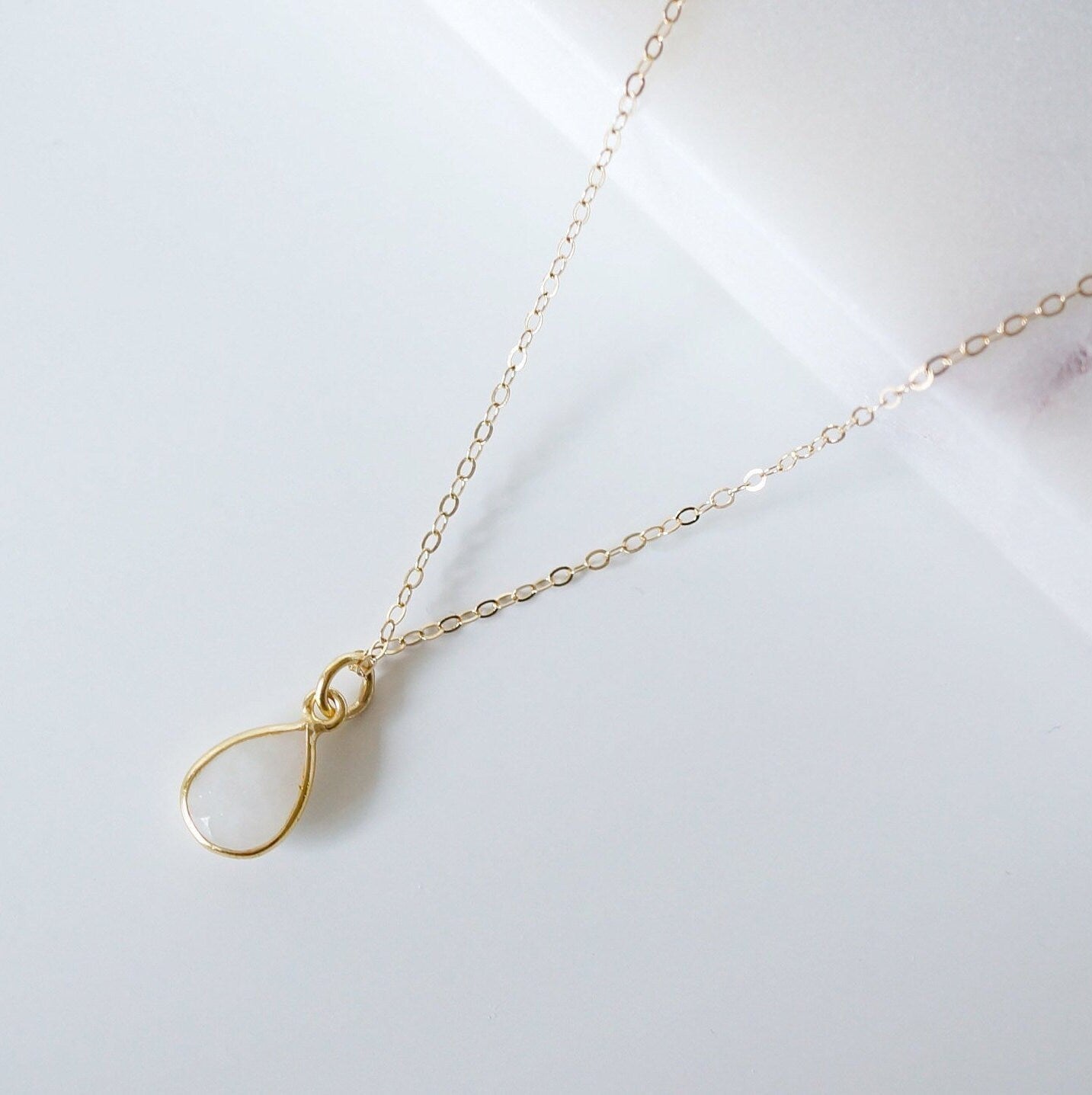 Moonstone Teardrop Gold Necklace (Isla) // Gift for her // Minimalist jewellery //