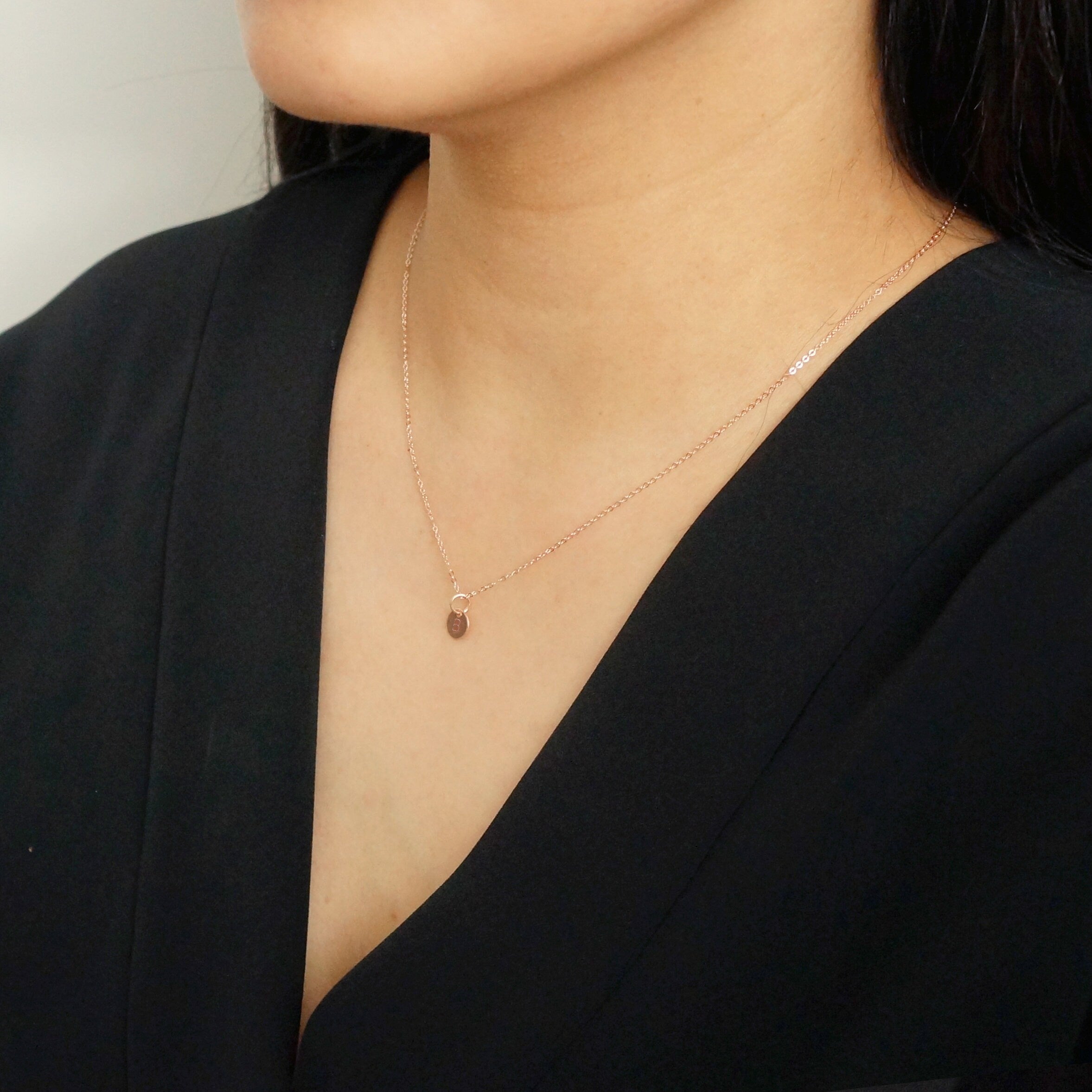 Tiny Rose Gold Heart Coin on Rose Gold Necklace (Carey) // Initial necklace // Personalized necklace // Personalized gift