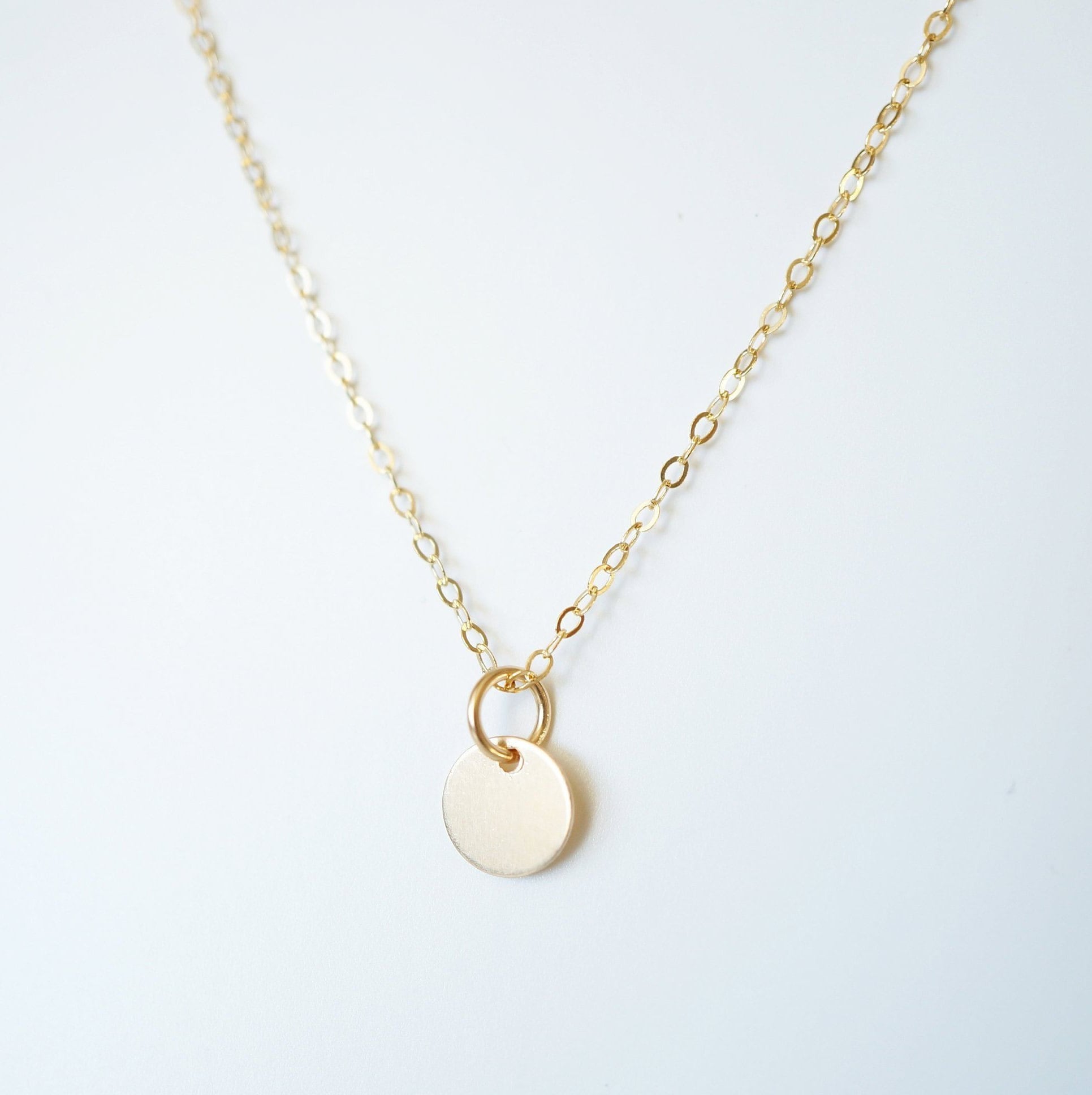 Petite Gold Coin on 14K Gold-fill Necklace (Carey) // Gift for sister // Present for mom // Dainty necklace