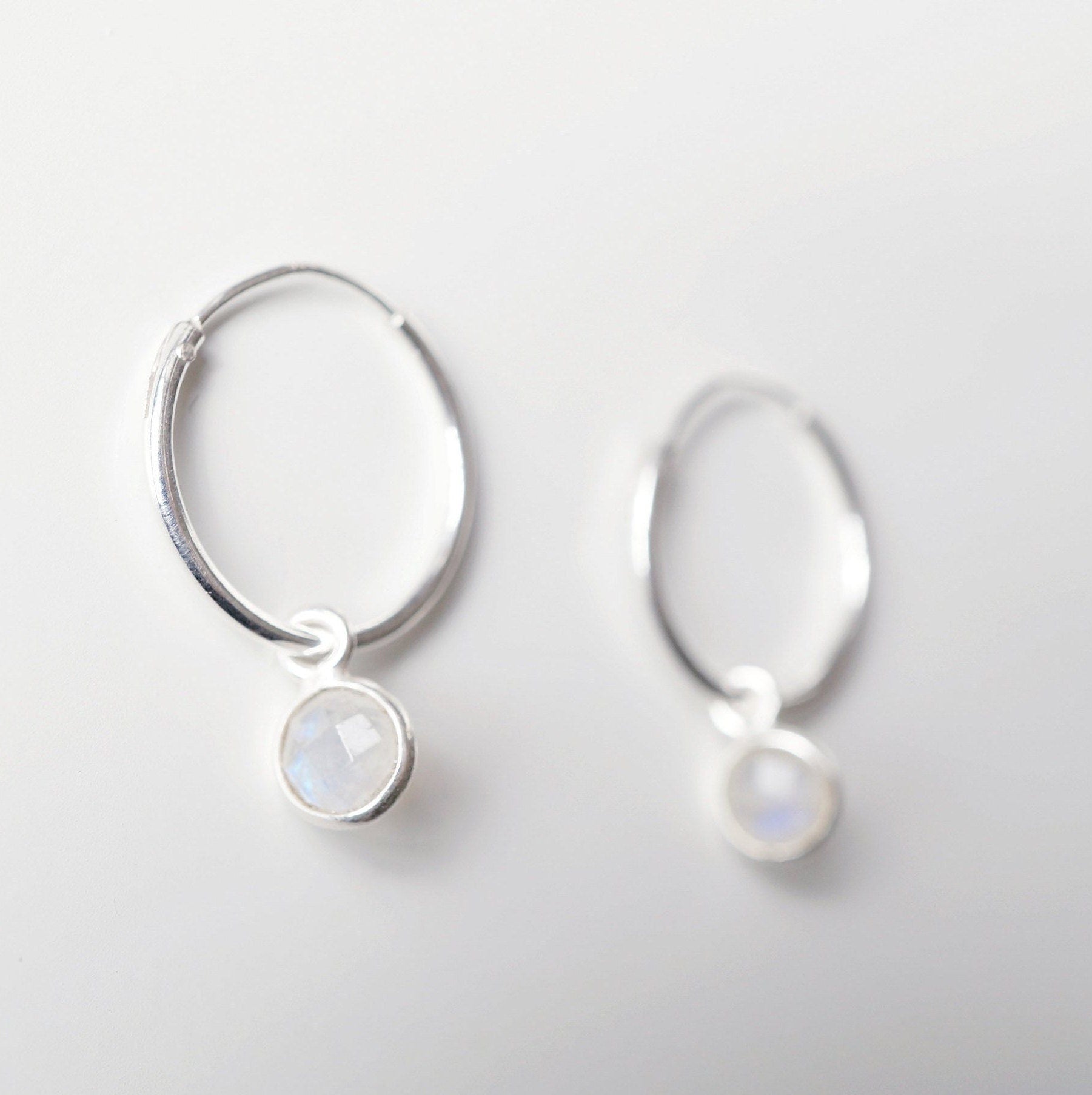 Moonstone Sterling Silver Hoop Earrings (Valais) // Gifts for her // Handmade earrings // Minimalist jewelry