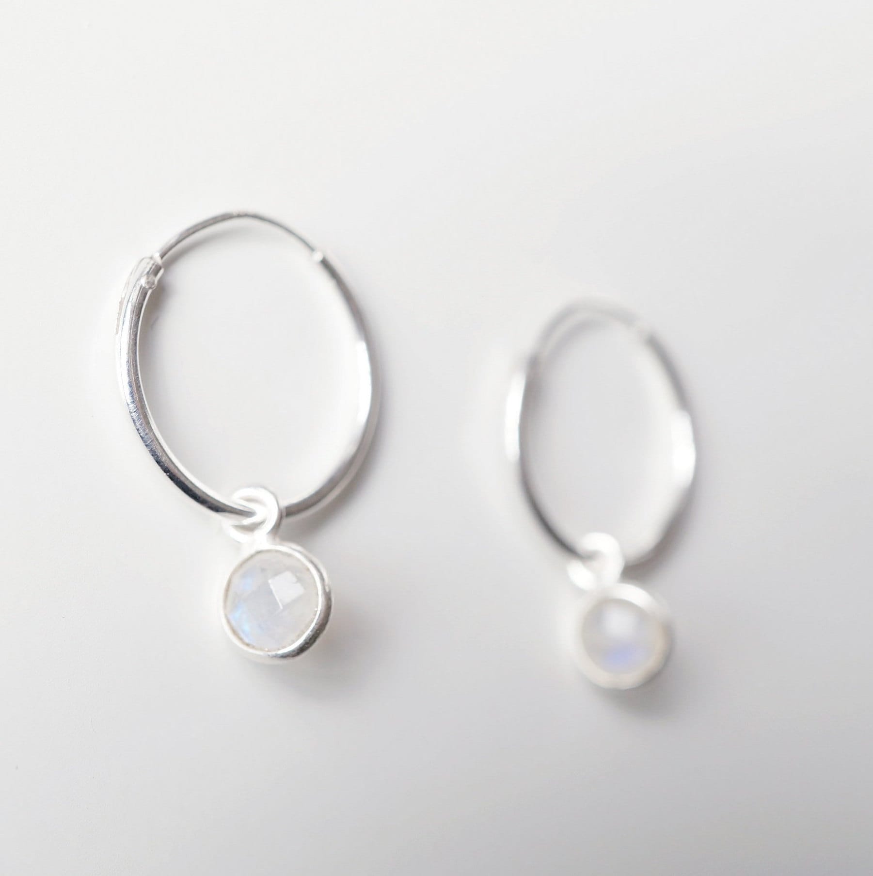 Chalcedony gemstones on Silver Hoop Earrings (Valais) // Gifts for her // Minimalist jewelry