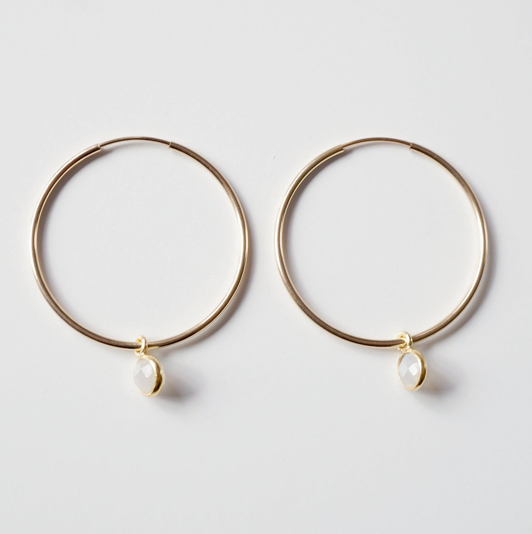 Moonstone Gold Large Hoop Earrings (Valais) // Gifts for her // Handmade earrings // Minimalist jewelry