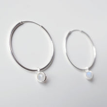 Load image into Gallery viewer, Moonstone Sterling Silver Large Hoop Earrings (Valais) // Gifts for her // Handmade earrings // Minimalist jewelry