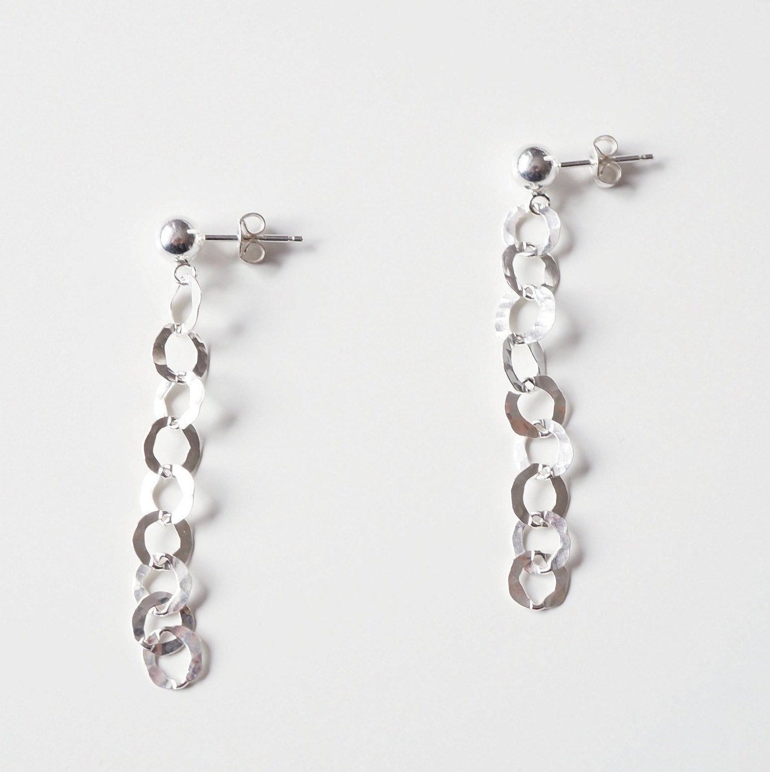 Silver textured earrings on sterling silver studs (Altair)