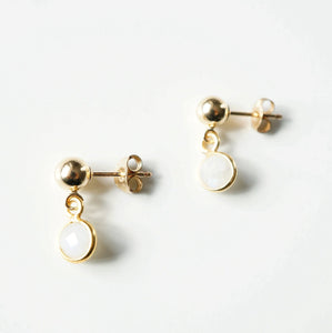Tiny Moonstone Earrings on 14K Gold-fill studs (Cira) // Gift for her // Minimalist earring //