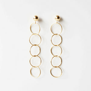 Gold loop earrings on 14K Gold studs (Luxa) 