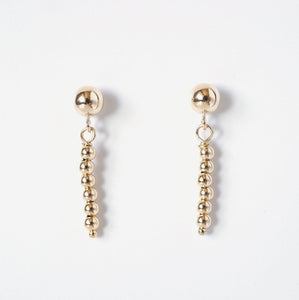 Petite gold orb earring drops on 14K Gold-filled Studs (Casper) 