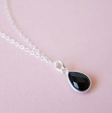 Load image into Gallery viewer, Black Spinel Gemstone Teardrop Sterling Silver Necklace (Isla) // Gift for her // Minimalist necklace //