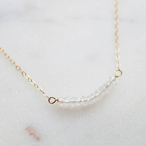 Quartz Crystal Gemstone necklace on 14K Gold-fill chain (Tristan) 