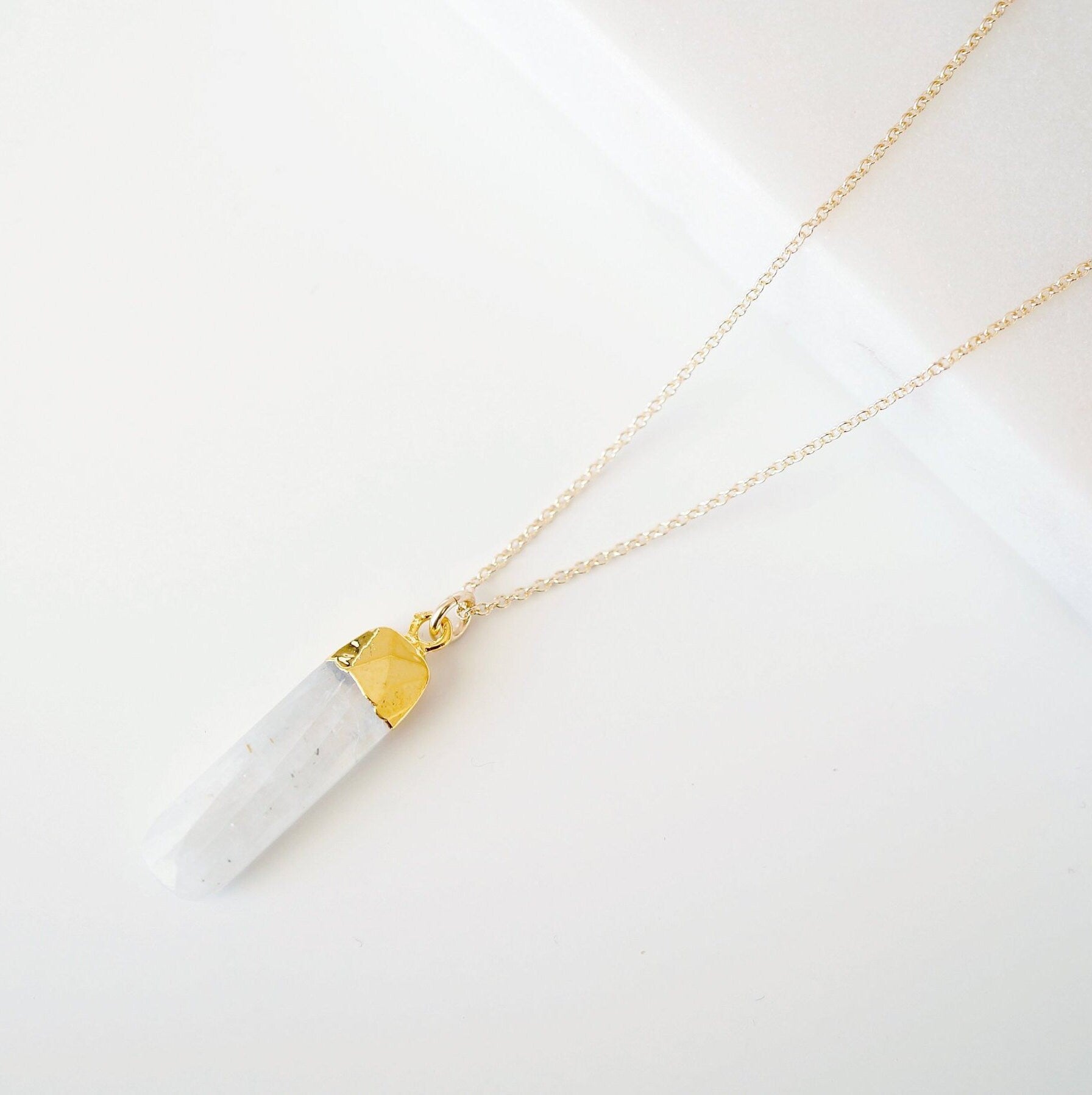 Moonstone Pendant and Gold Necklace (Aspen) // Gift for her // Minimalist jewellery // June birthstone