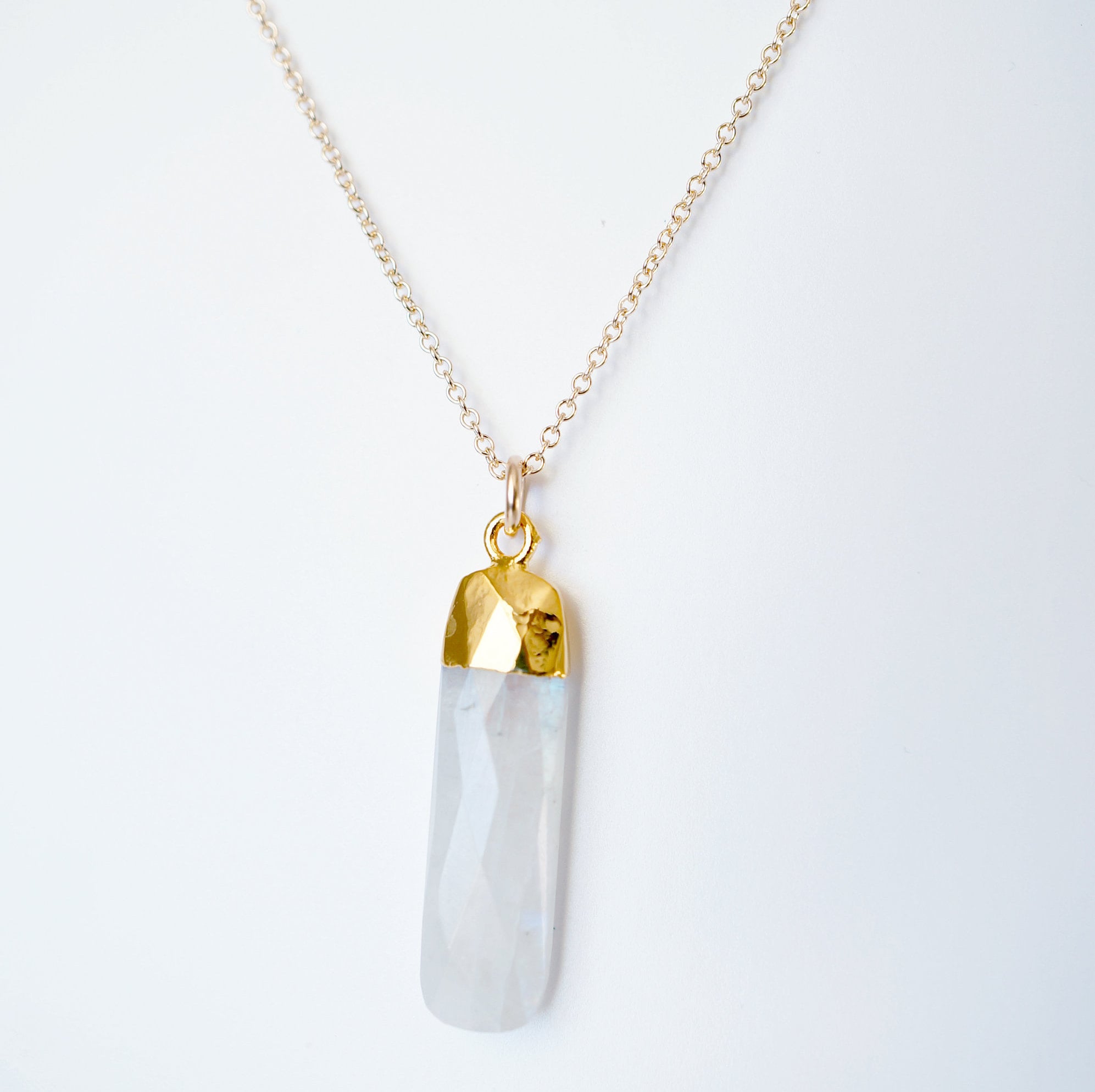 Moonstone Pendant and Gold Necklace (Aspen) // Gift for her // Minimalist jewellery // June birthstone