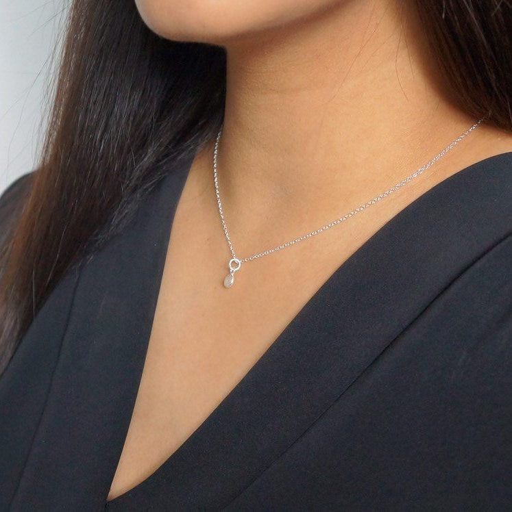 Tiny garnet stone on Sterling silver Necklace (Cira) // Gift for sister // Present for mom // Dainty necklace