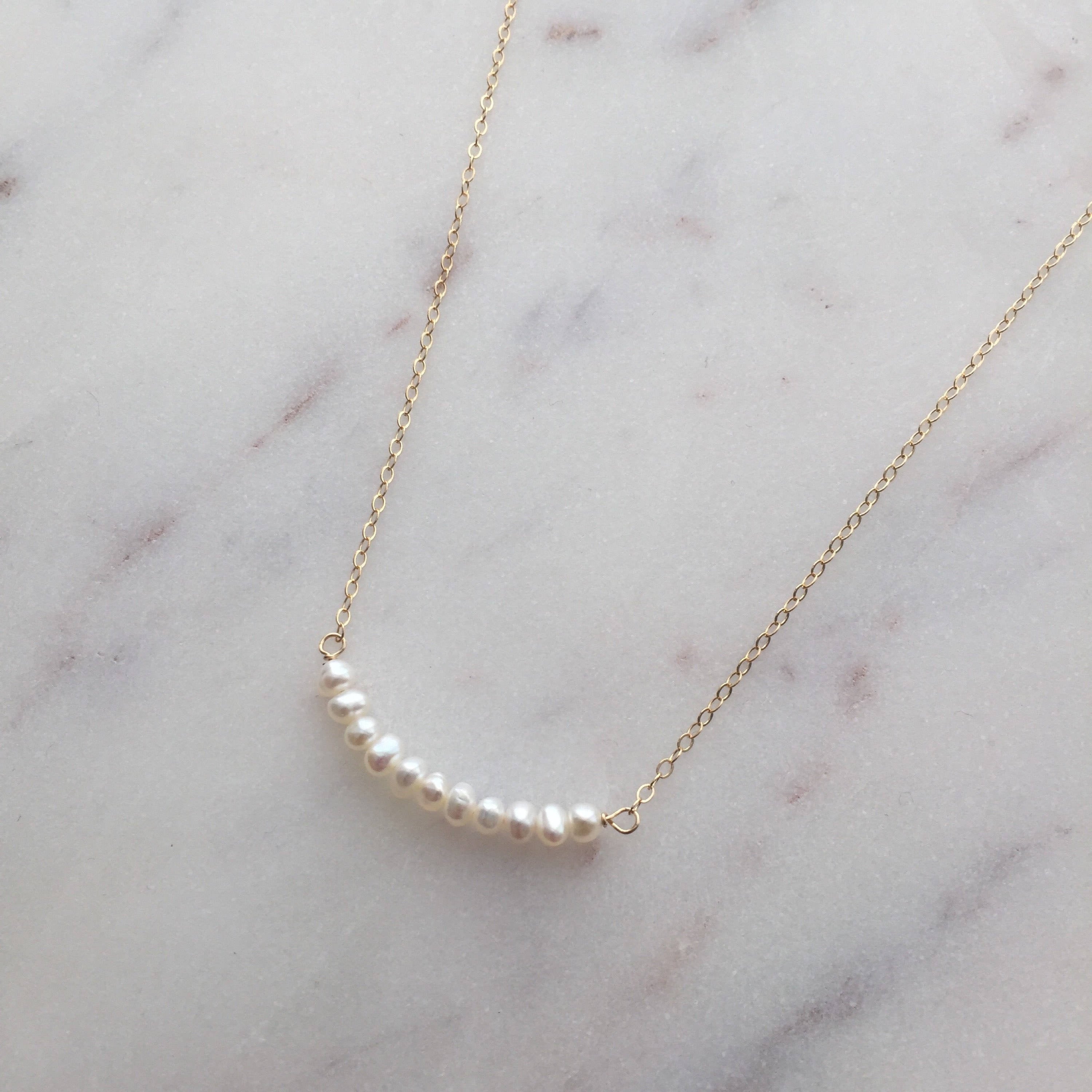 Tiny Pearl Gold Necklace (Grace) // 14K Gold filled Necklace // Bridal jewelry // Handmade jewelry // June birthstone