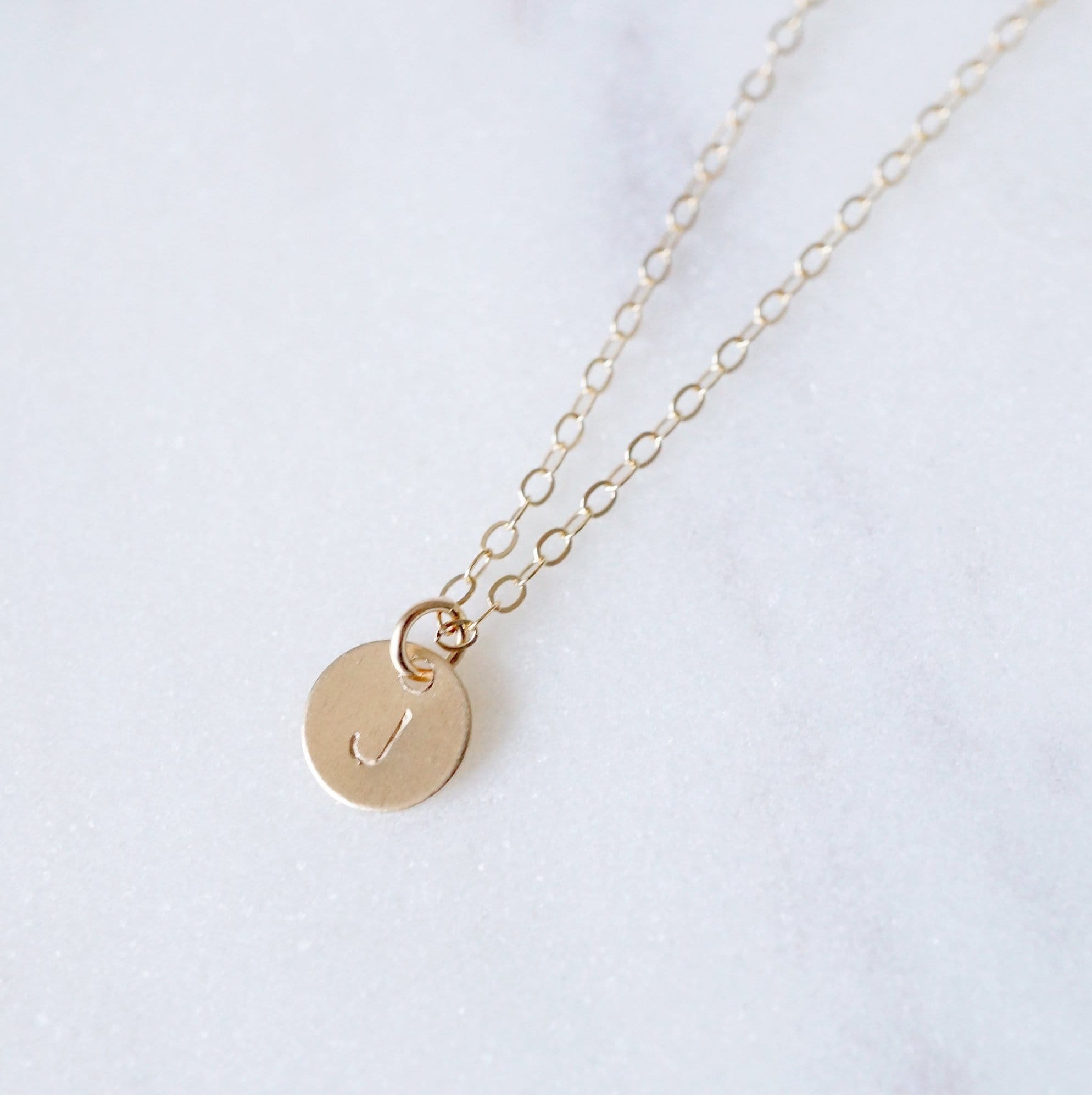 Tiny Personalized Gold Coin on 14K Gold-fill Necklace (Carey) // Gift for sister // Personalized necklace // Personalized gift