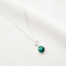 Load image into Gallery viewer, Tiny emerald stone on Sterling silver Necklace (Cira) // Gift for sister // Present for mom // Dainty necklace