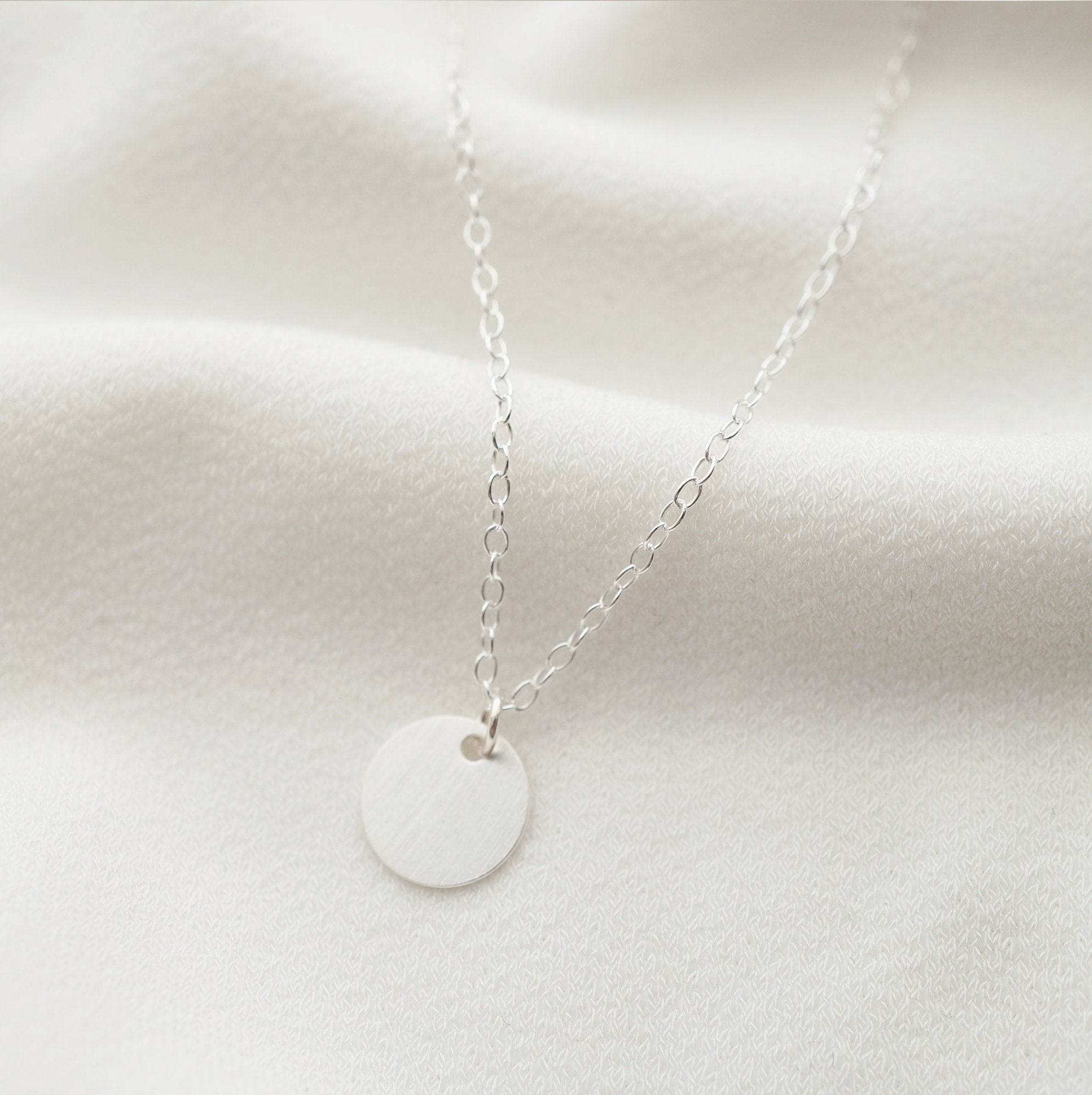 Tiny Silver Coin on Sterling silver Necklace (Cait)