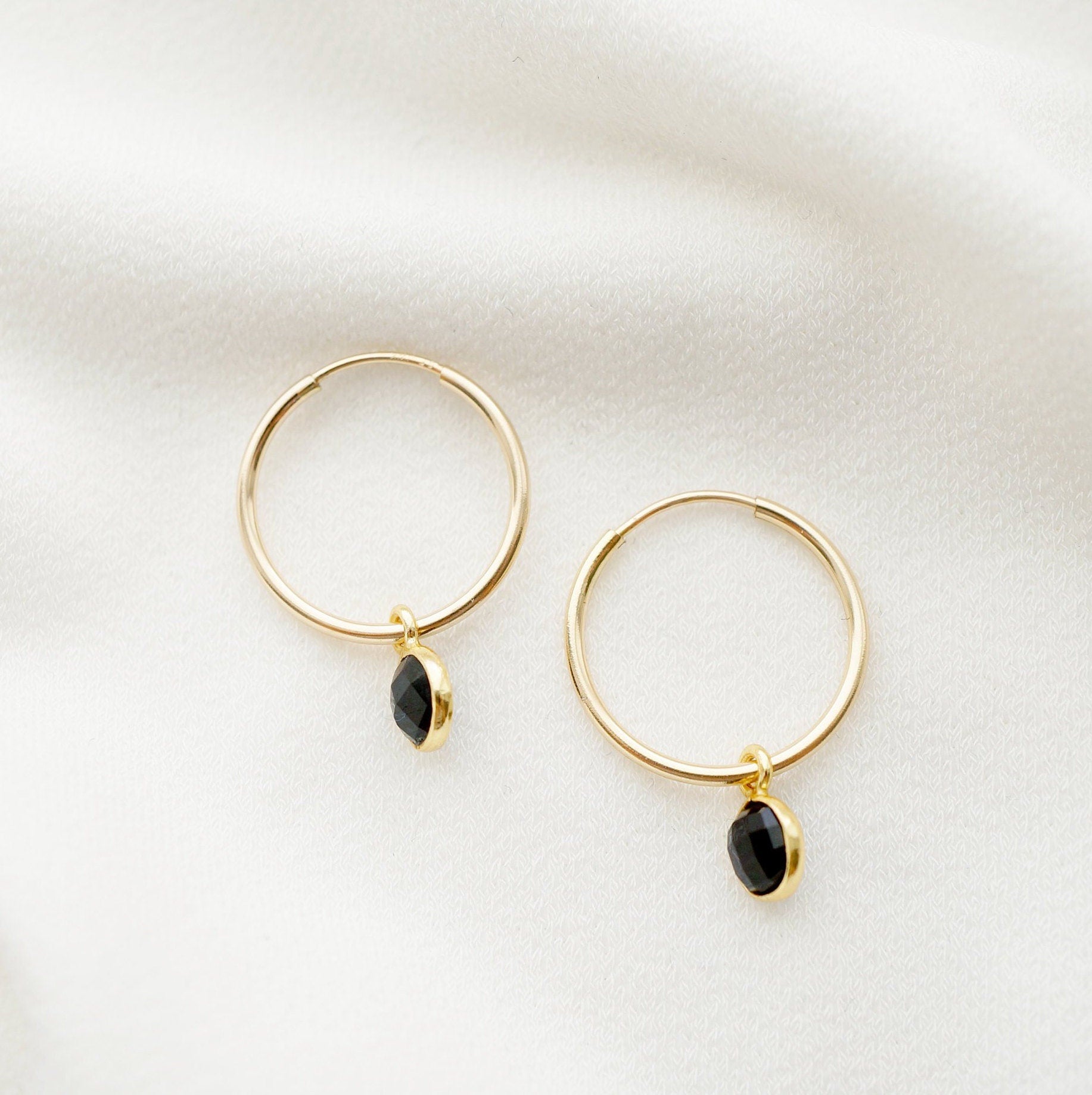 Onyx Gold Hoop Earrings (Valais) // Gifts for her // Handmade earrings // Minimalist jewelry