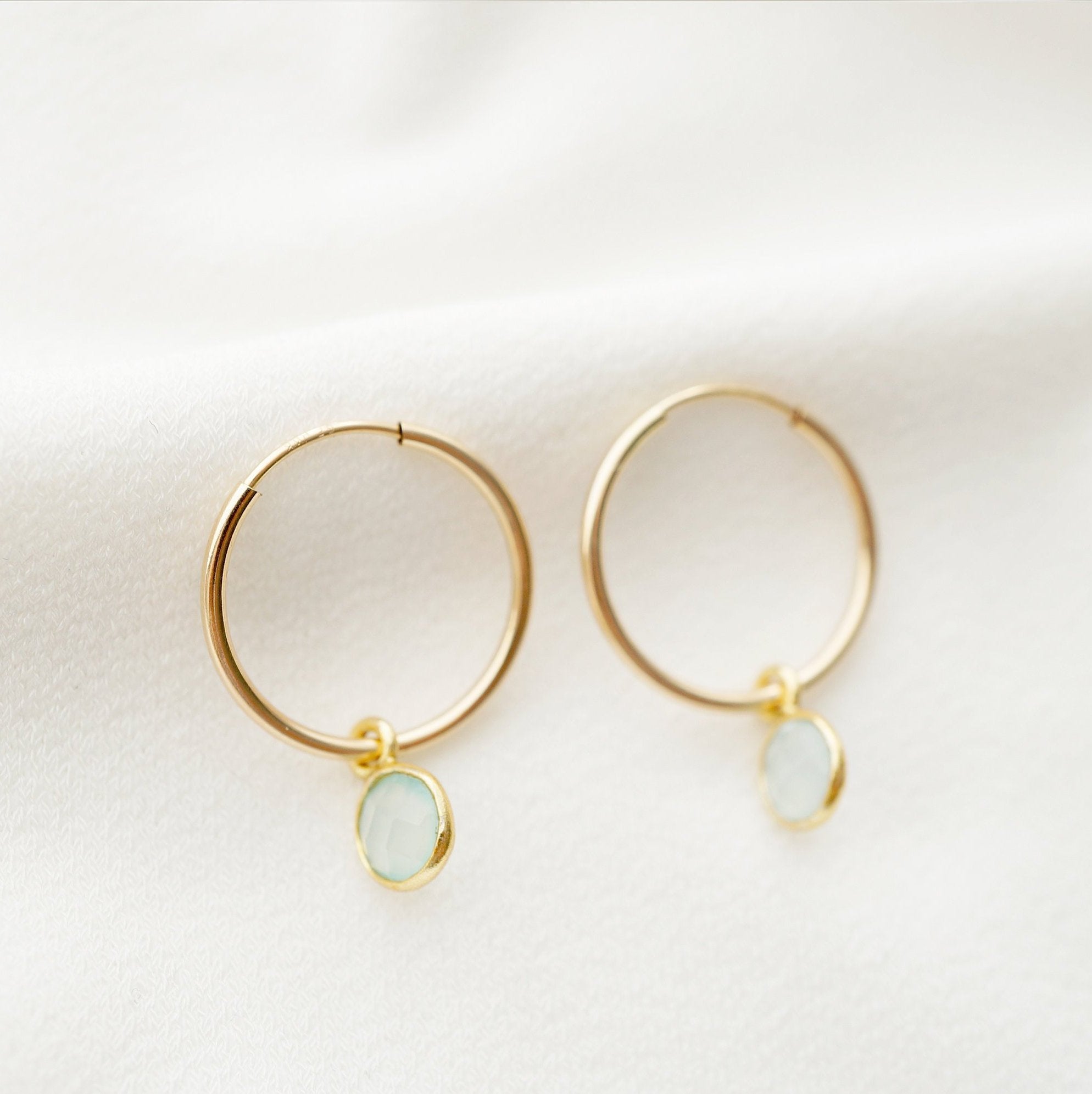 Quartz Gold Hoop Earrings (Valais)