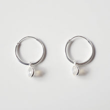 Load image into Gallery viewer, Moonstone Sterling Silver Hoop Earrings (Valais) // Gifts for her // Handmade earrings // Minimalist jewelry