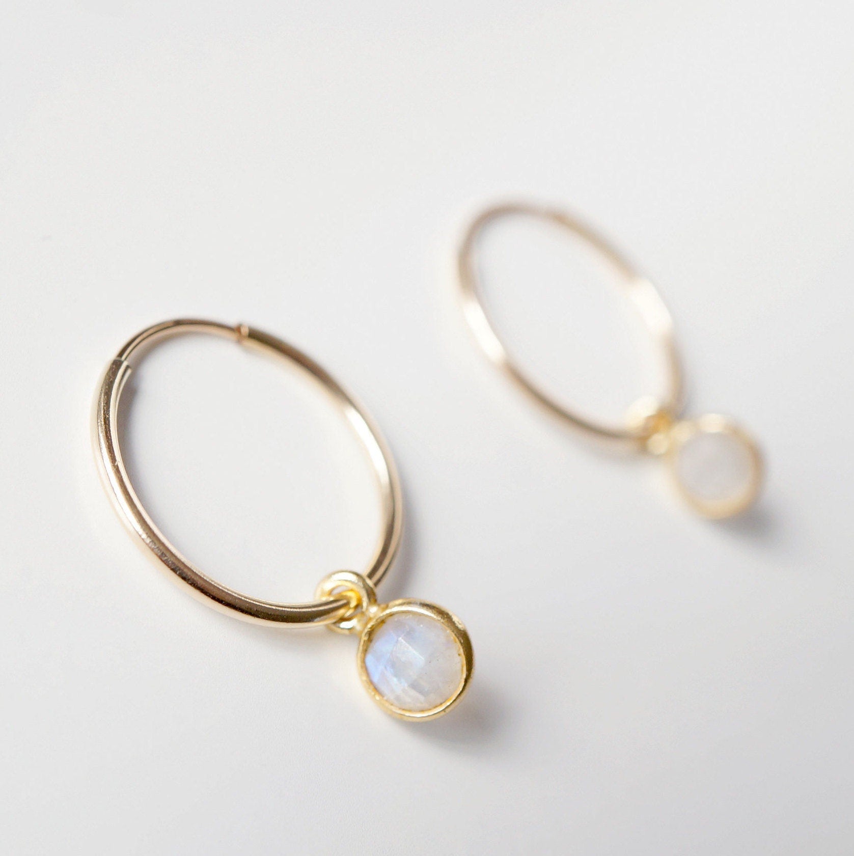 Moonstone Gold Hoop Earrings (Valais) // Gifts for her // Handmade earrings // Minimalist jewelry