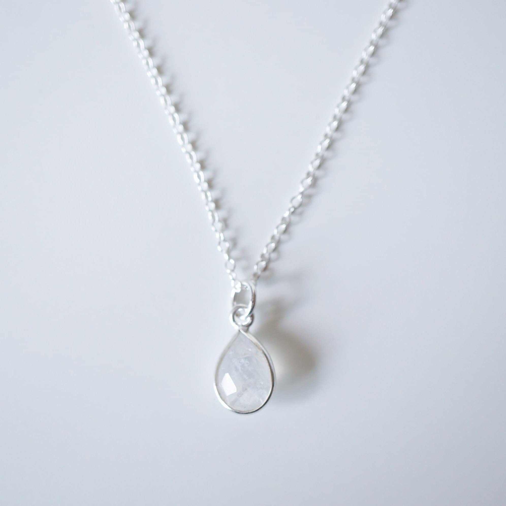 Moonstone Teardrop Sterling Silver Necklace (Isla) // Gift for her // Minimalist necklace //
