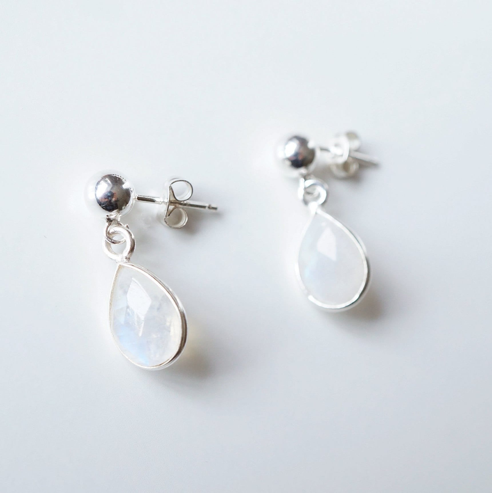 Moonstone Teardrop Earring on Sterling Silver studs (Isla) // Gift for her // Minimalist earring //