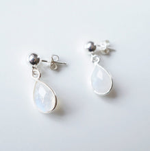 Load image into Gallery viewer, Moonstone Teardrop Earring on Sterling Silver studs (Isla) // Gift for her // Minimalist earring //