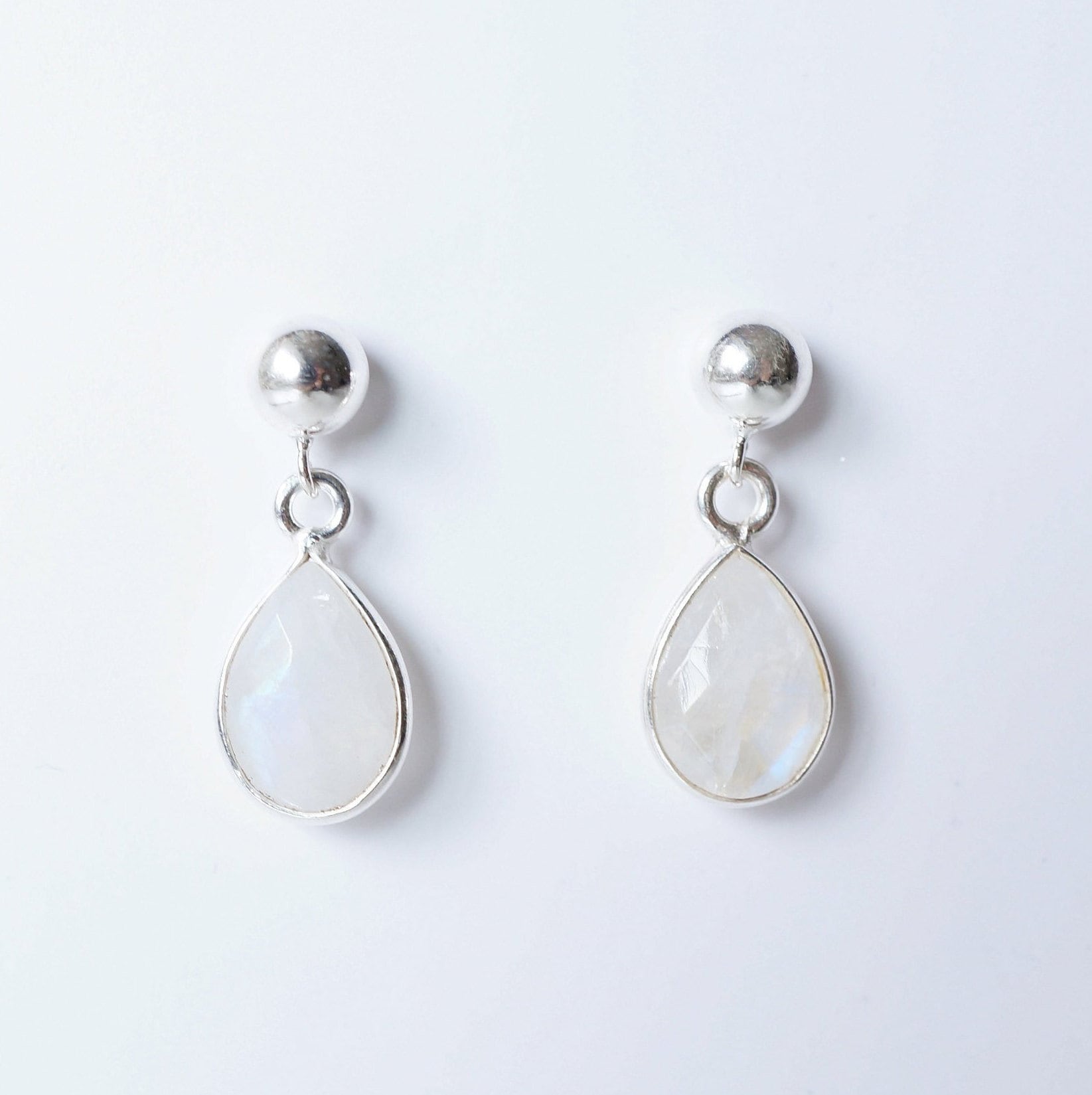 Moonstone Teardrop Earring on Sterling Silver studs (Isla) // Gift for her // Minimalist earring //
