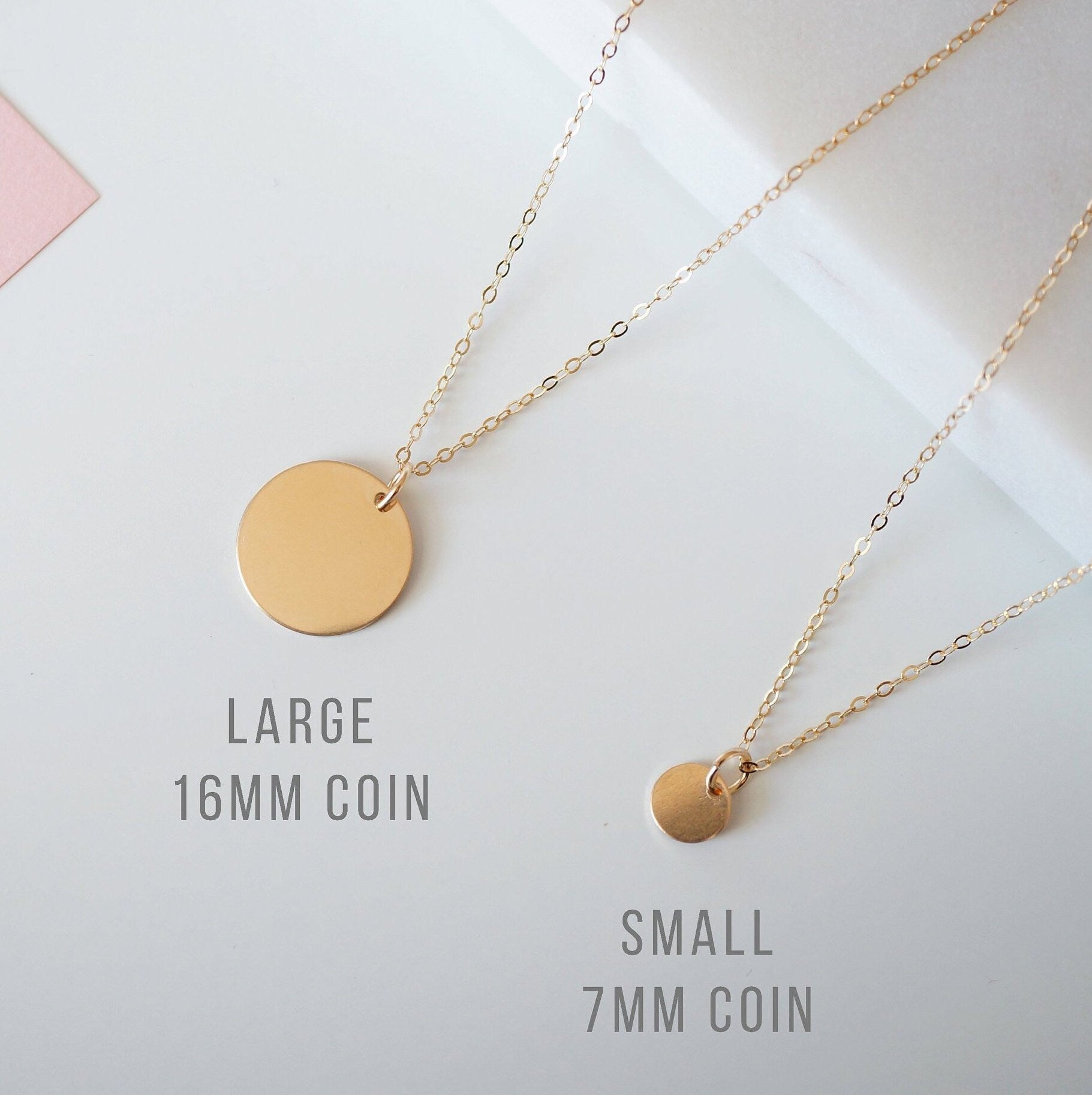 Petite Gold Coin on 14K Gold-fill Necklace (Carey) // Gift for sister // Present for mom // Dainty necklace