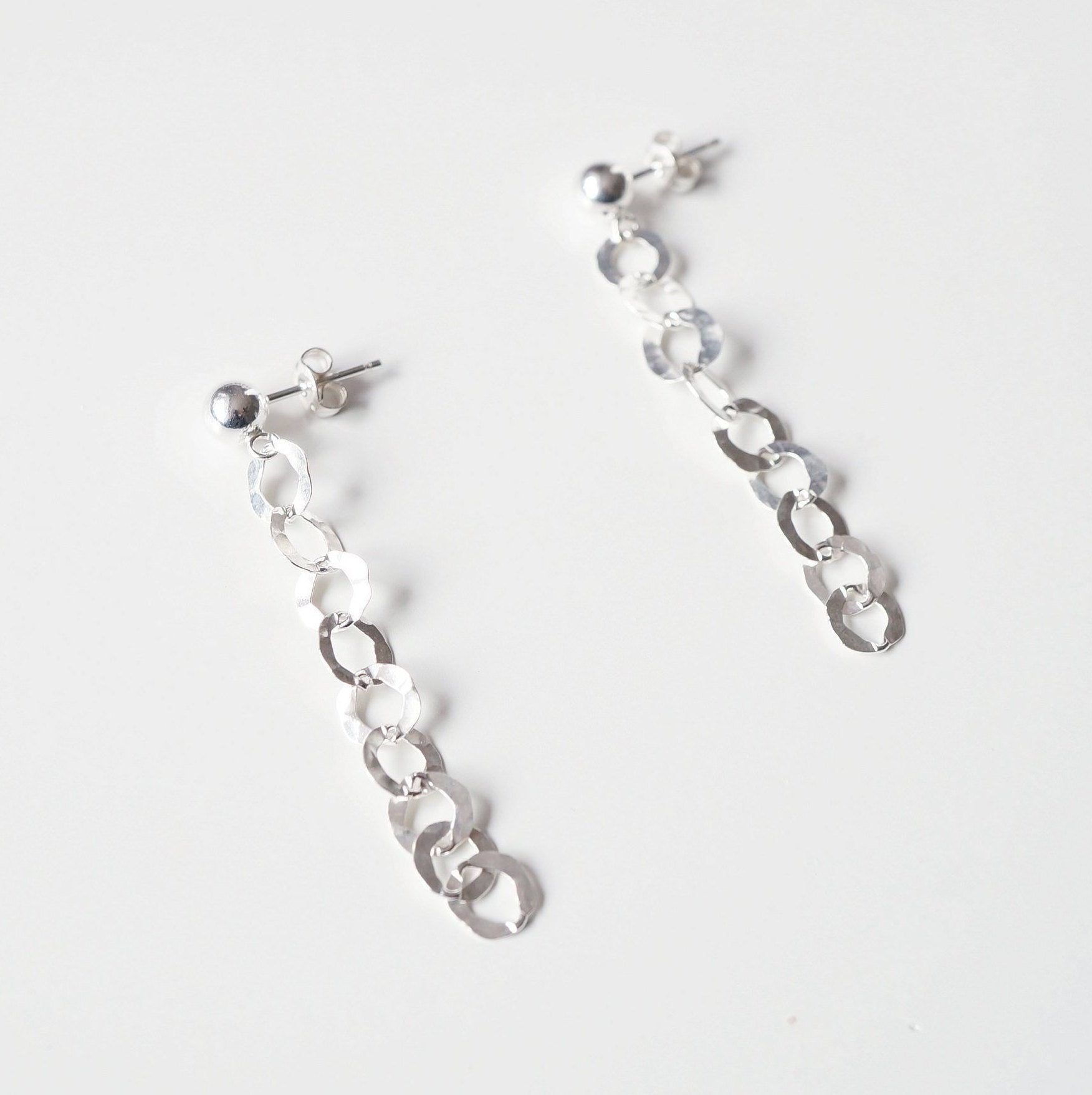 Silver textured earrings on sterling silver studs (Altair)